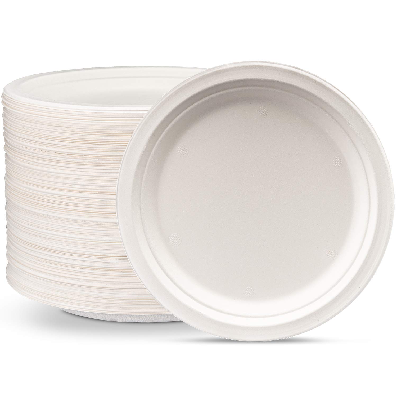 GUSTO 9-inch White Compostable Plates