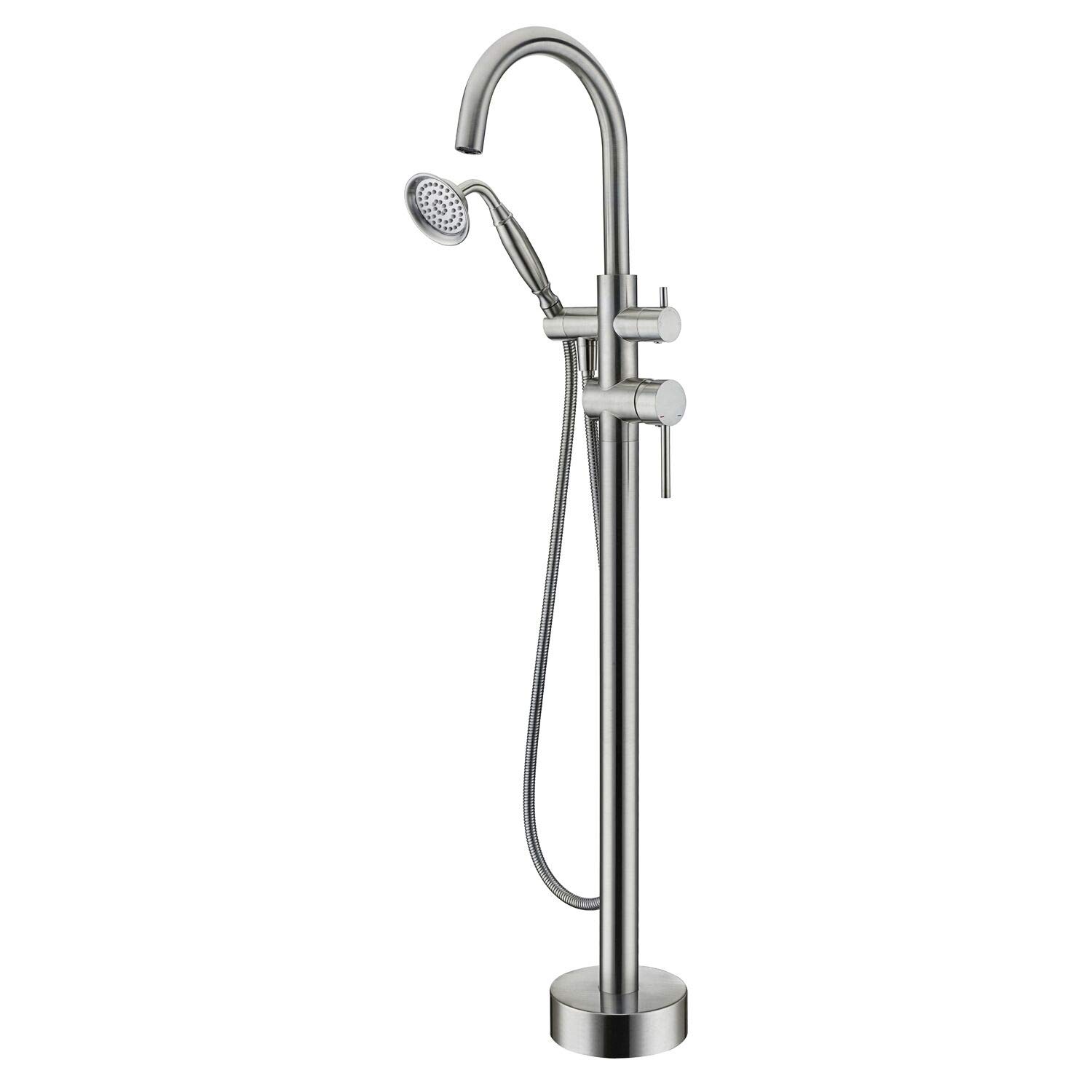 Wowkk Freestanding Tub Filler (Brushed Nickel)
