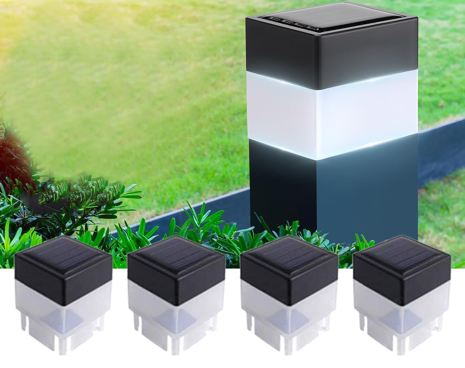 Solar 2"x2" Fence Post Cap Lights — 4 Pack