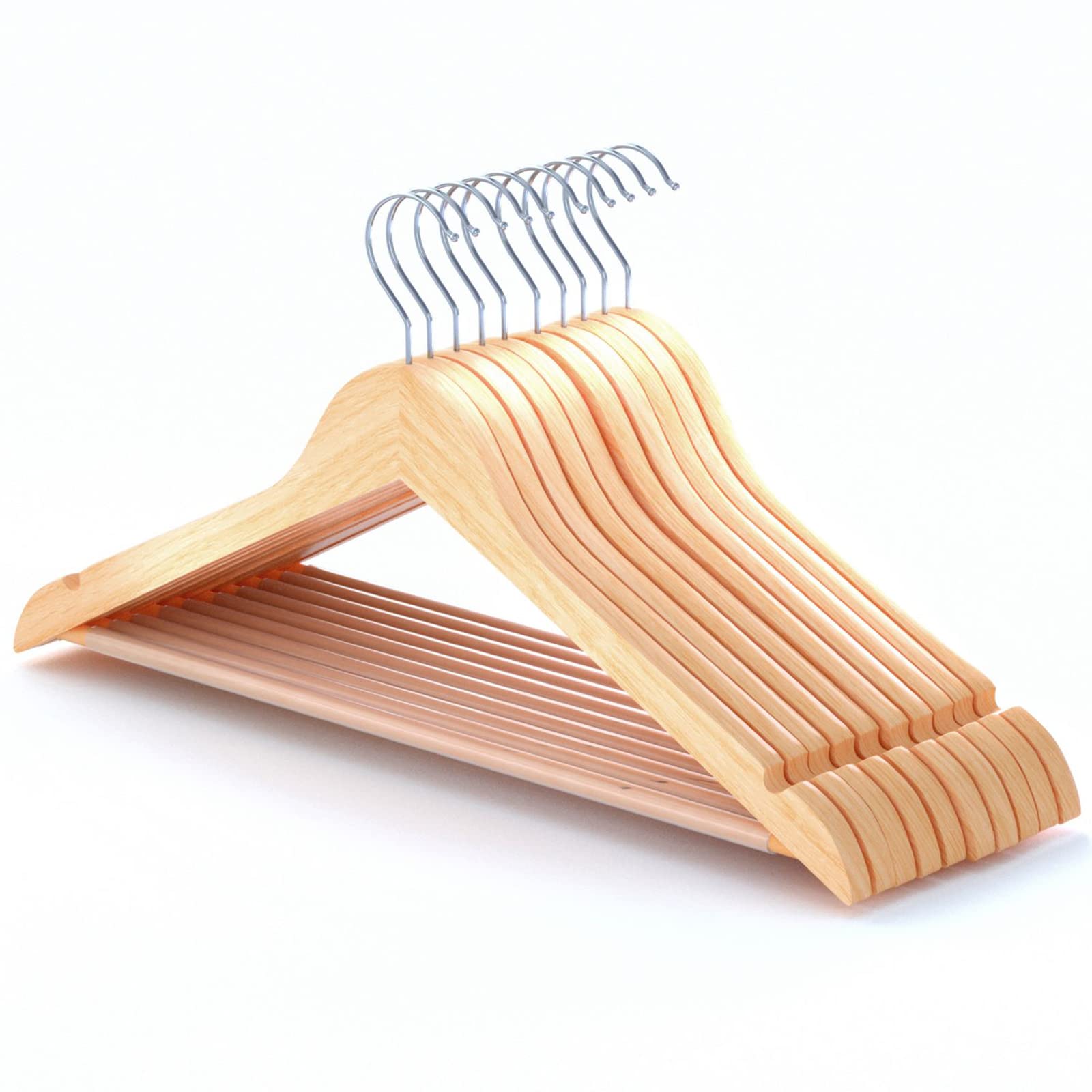 HANGERWORLD Wooden Hangers (Box of 10)