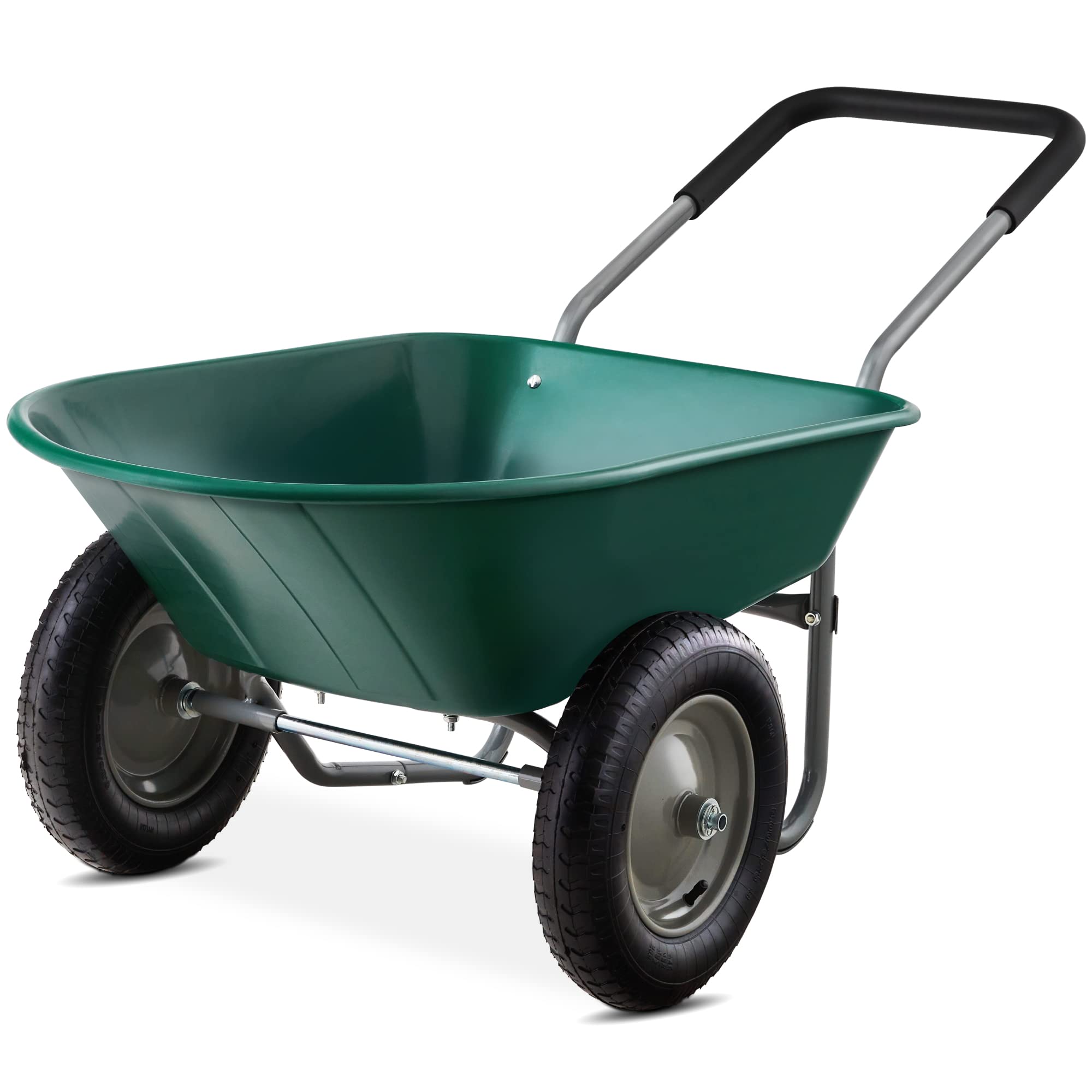 Best Choice Products Dual-Wheel Home Utility Yard Wheelbarrow Garden Cart w/Built-in Stand