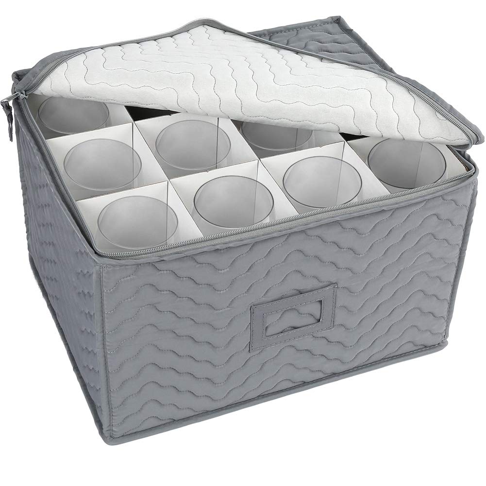 LotFancy Quilted Stemware Storage Case