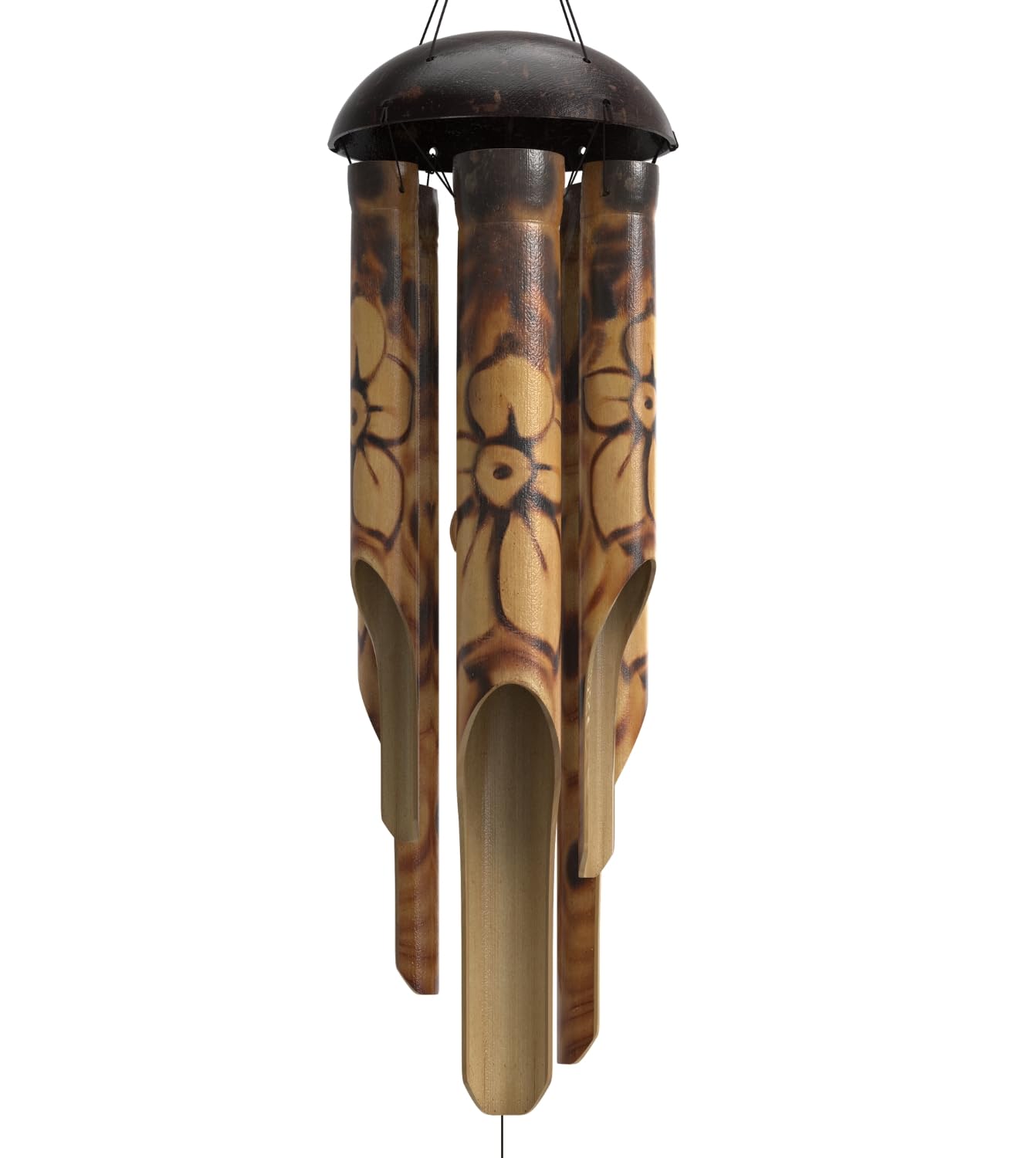 Nalulu Rustic Bamboo Wind Chime (Floral)