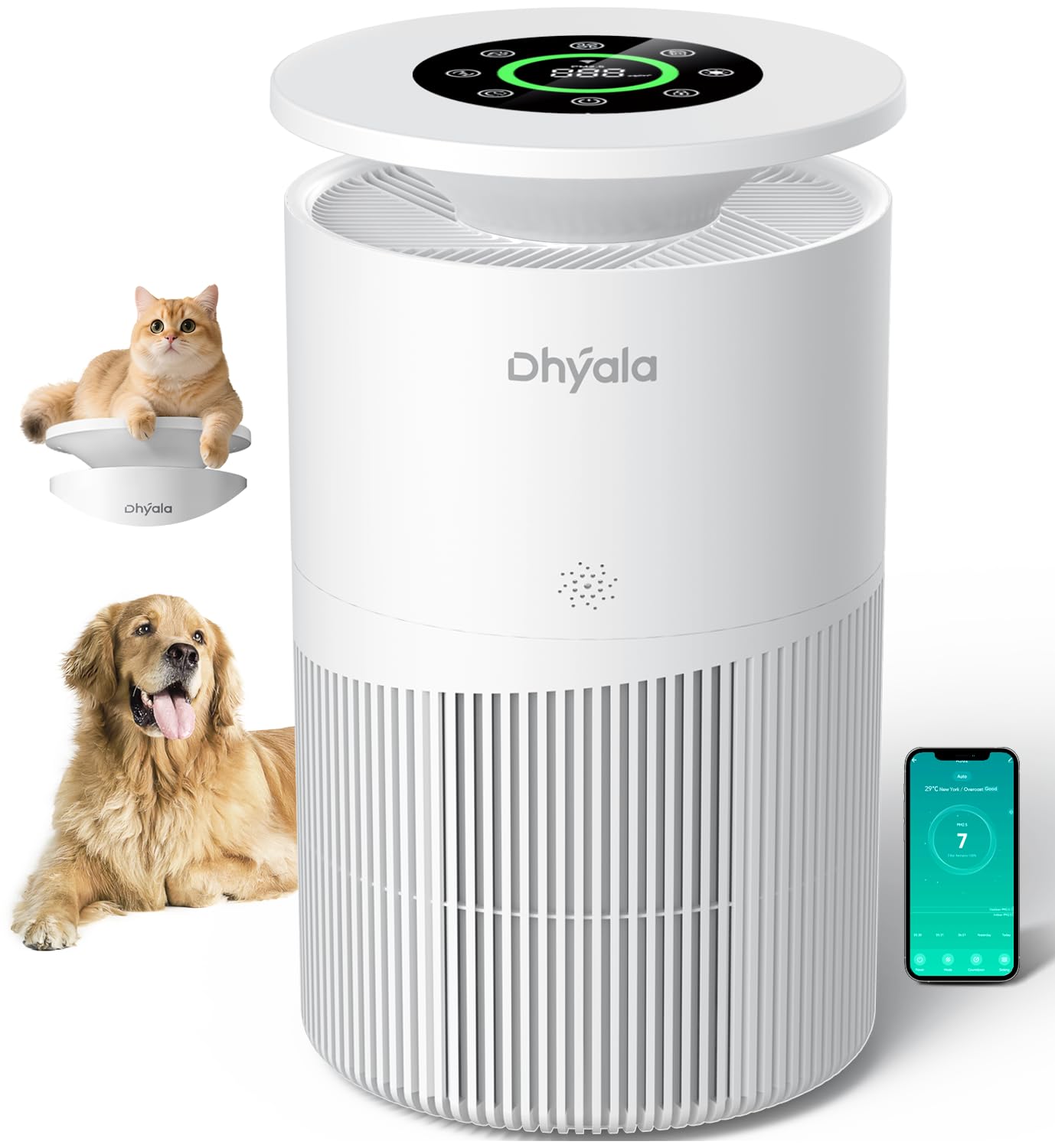 Air Purifier (Dhyala) — 3620 ft² Coverage, 5‑Stage HEPA, Smart App & Touchscreen