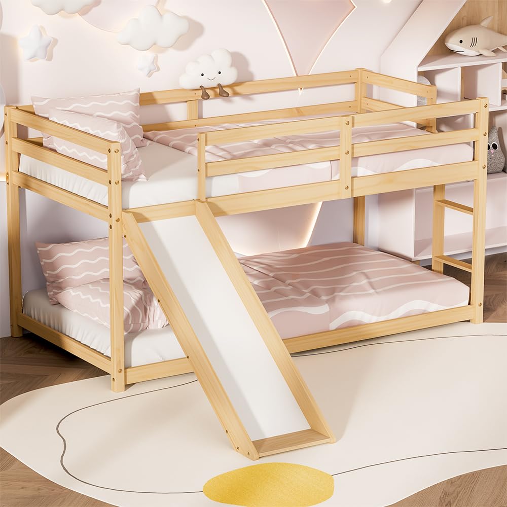 TOLEAD Low Loft Bed with Slide