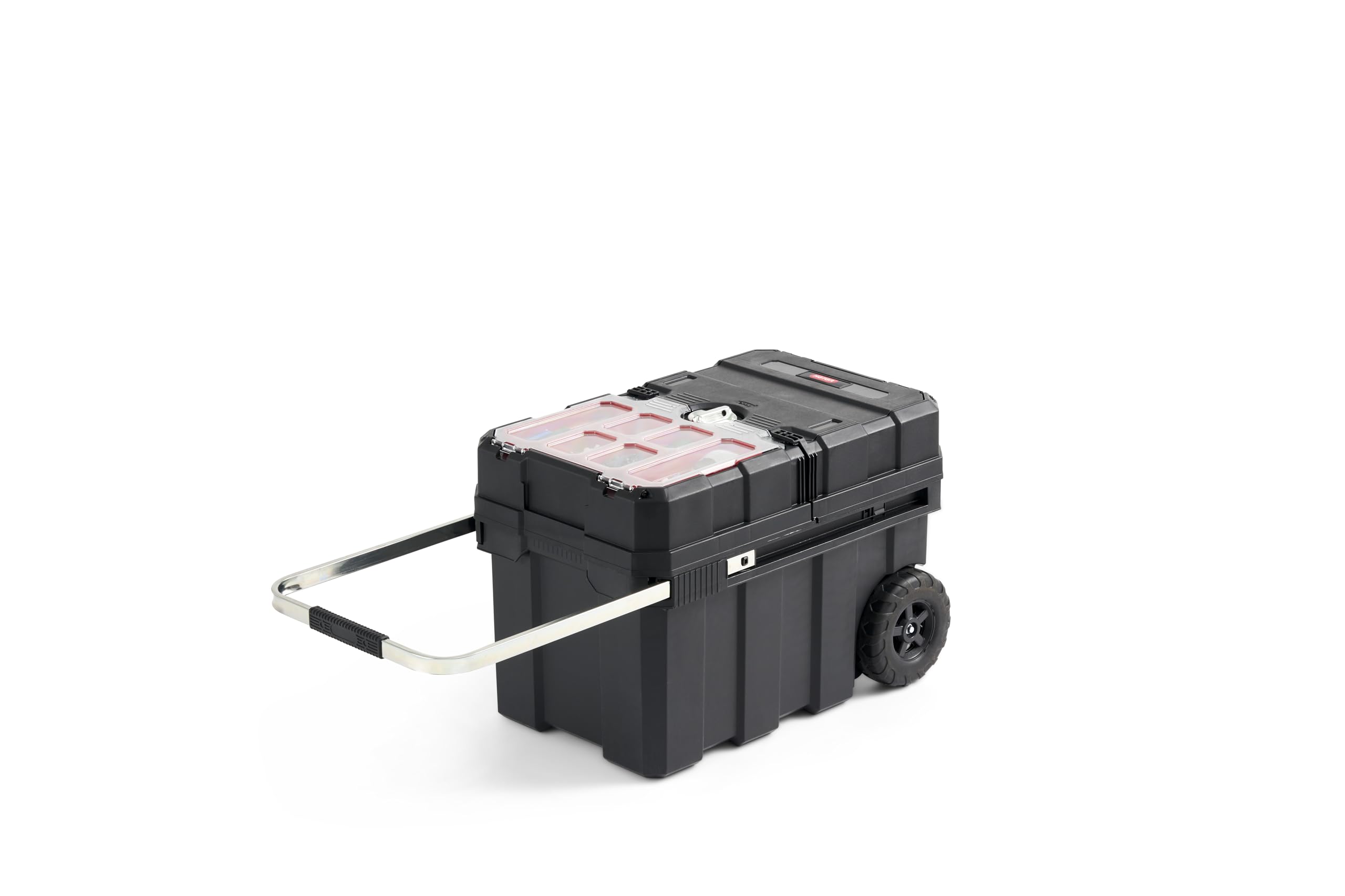 Keter Masterloader Resin Rolling Tool Box with Locking System and Removable Bins