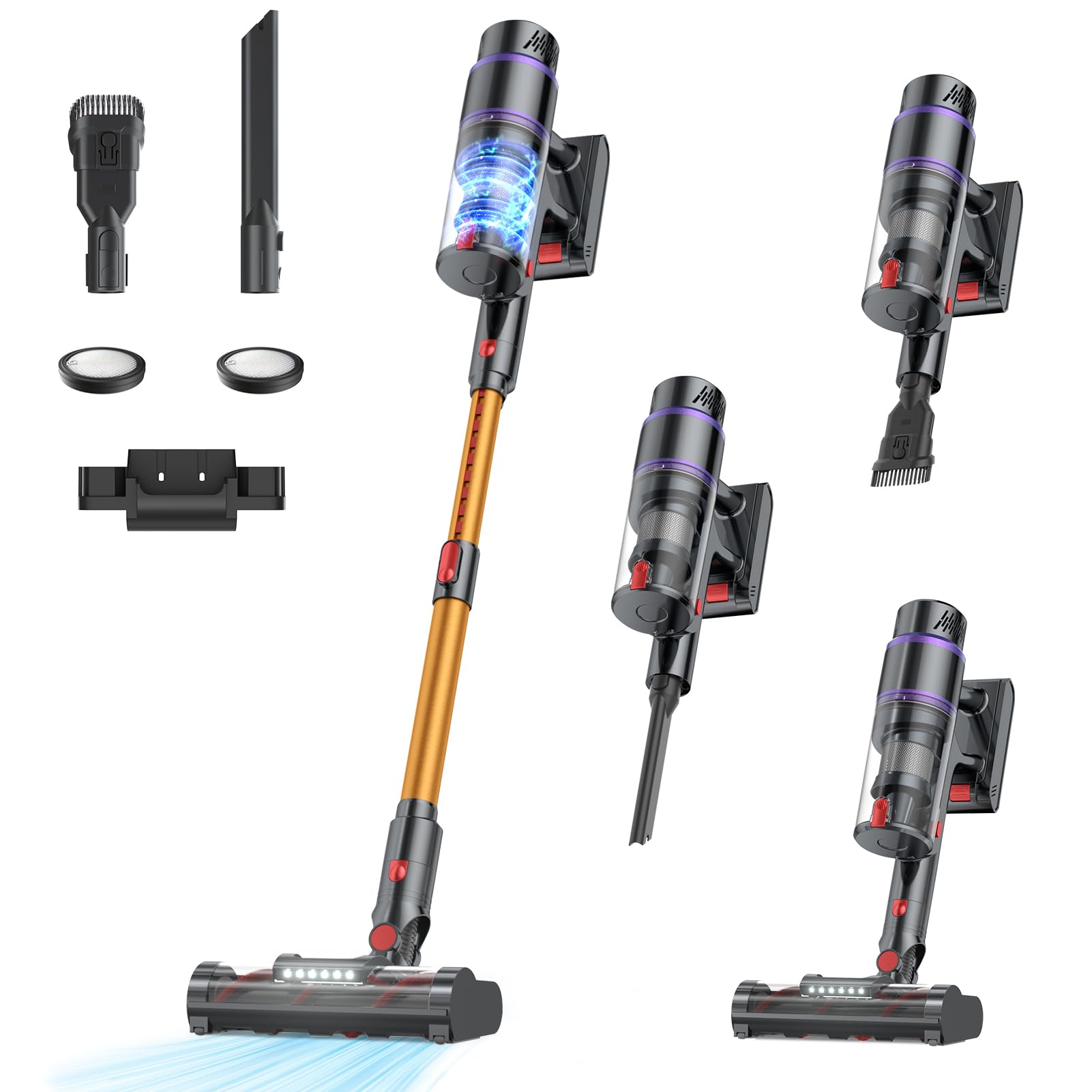Cordless Vacuum Cleaner, 550W/50Kpa/70Mins with Smart Auto Mode and HEPA Filtration