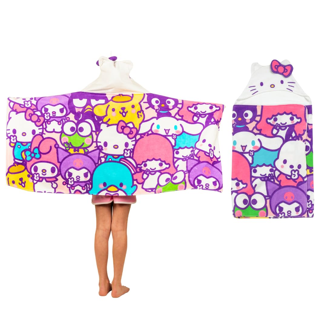 Hello Kitty & Friends Kids Hooded Towel Wrap, 24 x 50 in