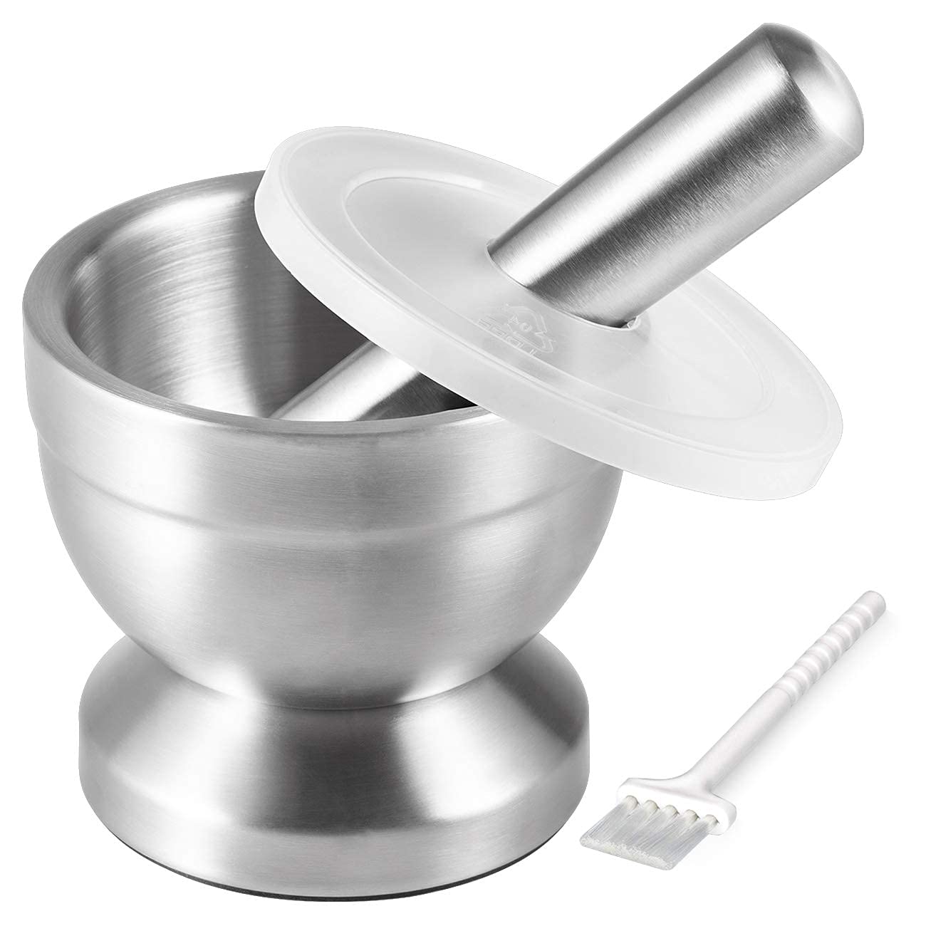 Tera 18/8 Stainless Steel Mortar and Pestle with Brush - 250 ml Capacity