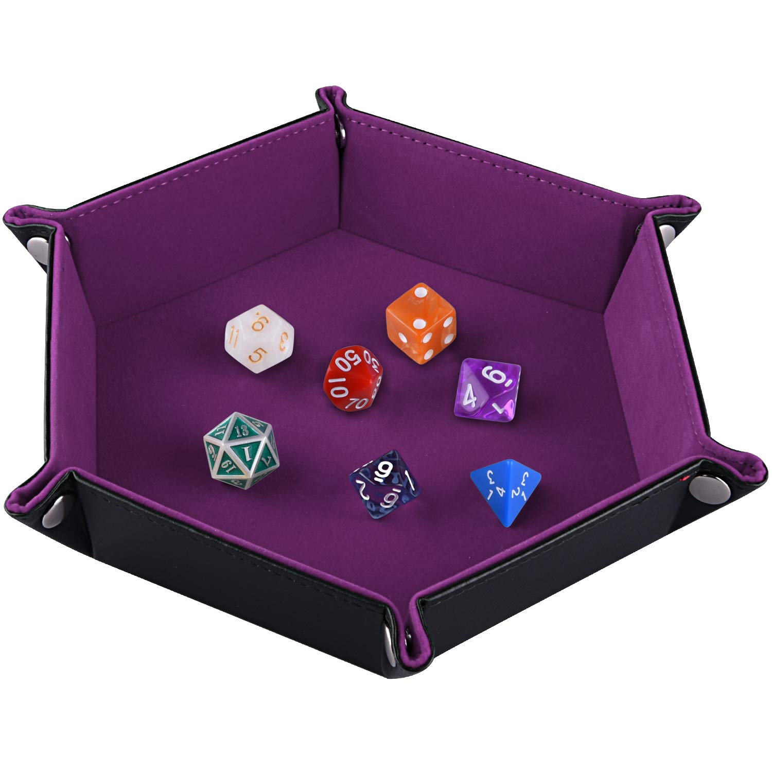 SIQUK Double-Sided Hexagon Dice Tray (Dark Violet)