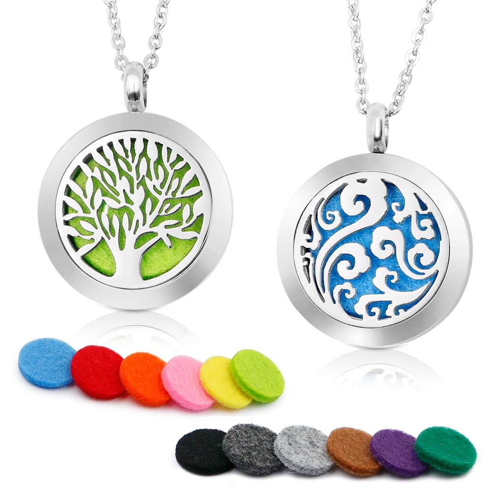 2PCS Aromatherapy Essential Oil Diffuser Necklace — Two Patterns, Stainless Steel