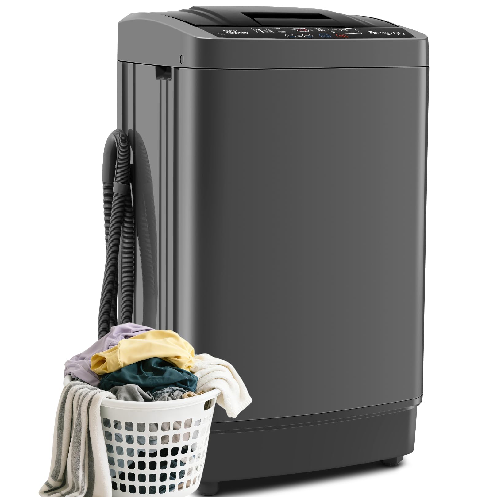 Nictemaw 2.4 Cu.ft Portable Washer, 17.8 lbs Capacity Full Automatic Washing Machine with Drain Pump, 10 Wash Programs