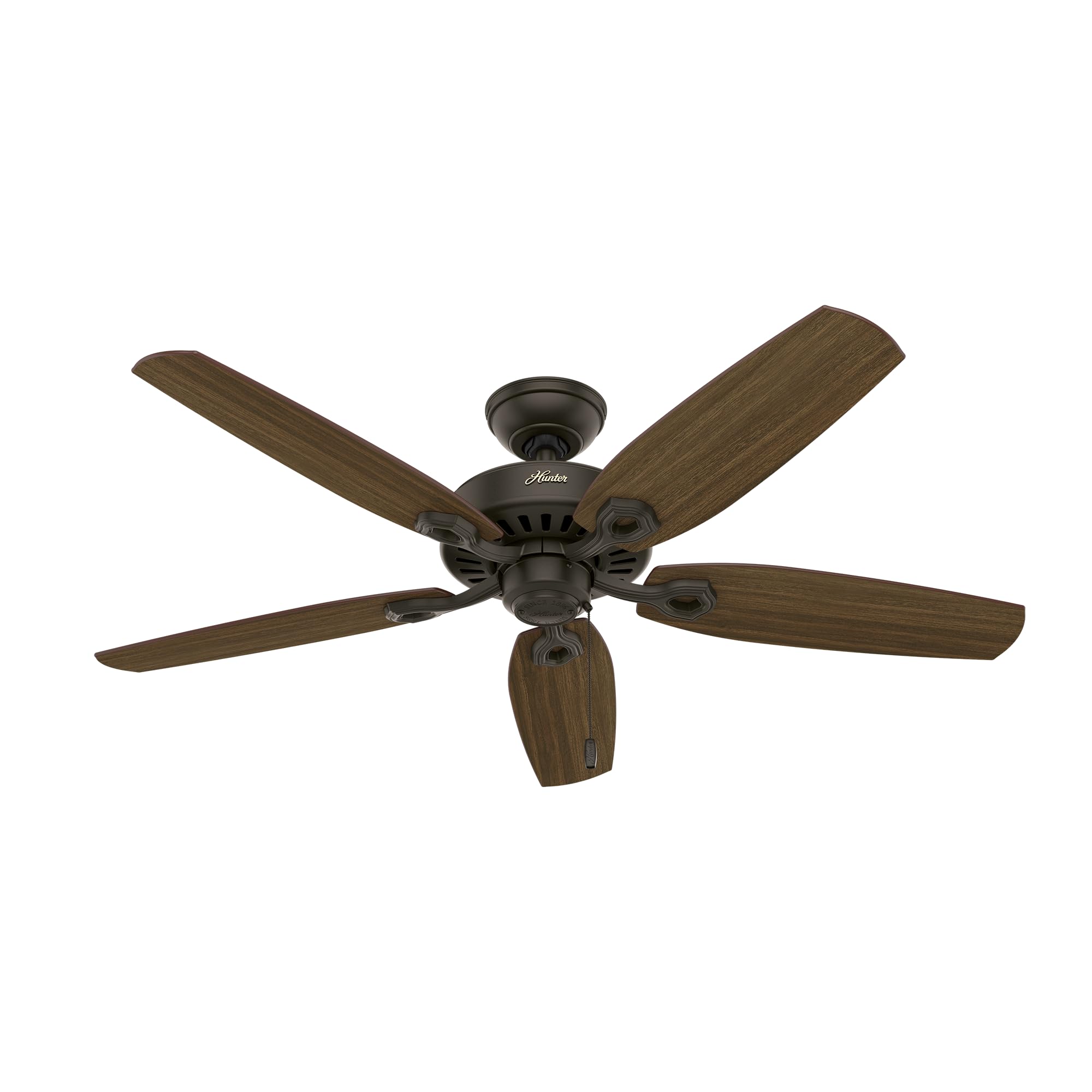 Hunter 52 inch Indoor Ceiling Fan No Light with Pull Chain - Bronze Ceiling Fan without Light, Standard Mount, 5 Blades, For Bedroom, Living Room, or Kitchen - Builder Elite 53242, New Bronze New Bronze finish