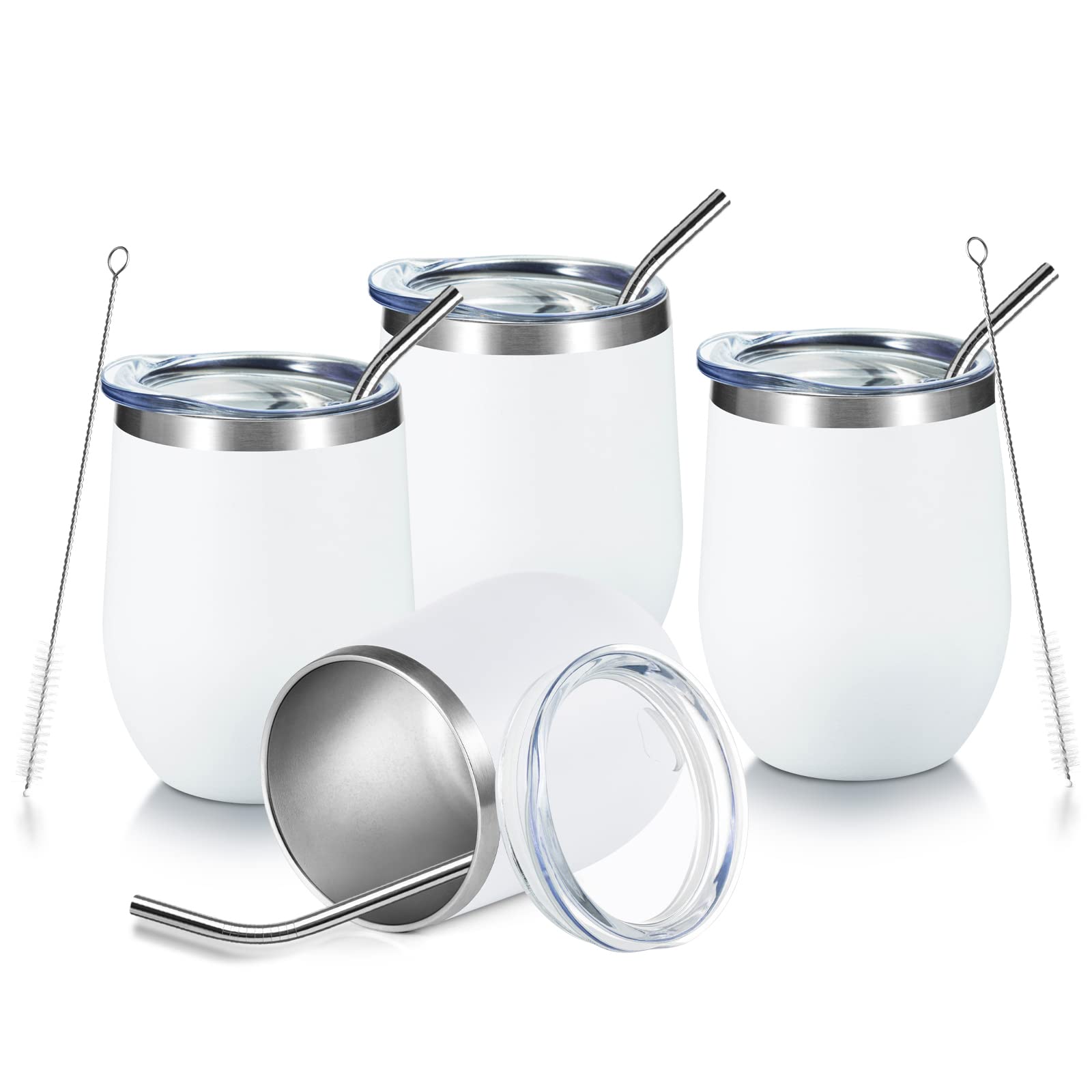 COMOOO 12oz Stainless Steel Tumblers (4-Pack)