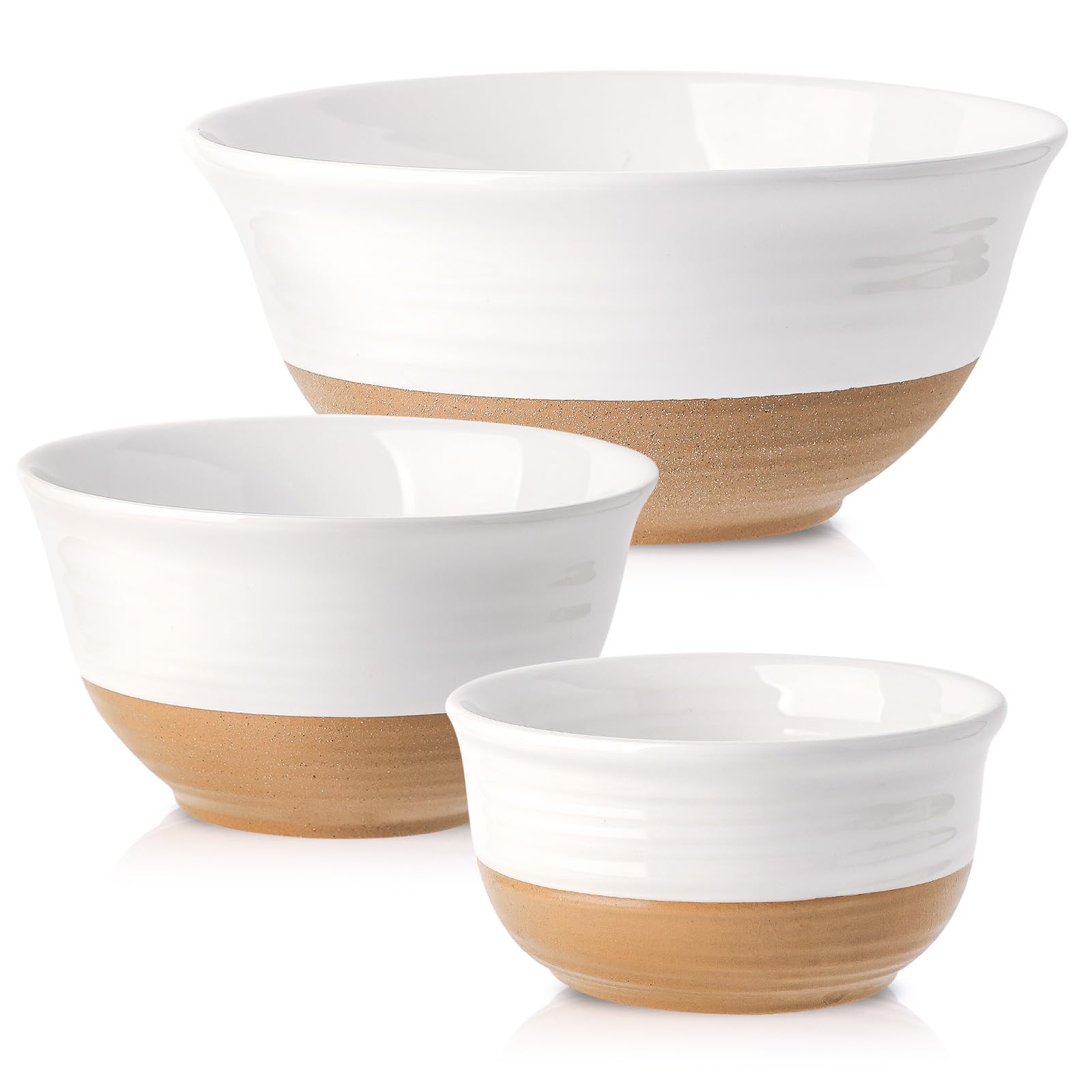 Hasense Ceramic Nesting Mixing Bowls (Set of 3)