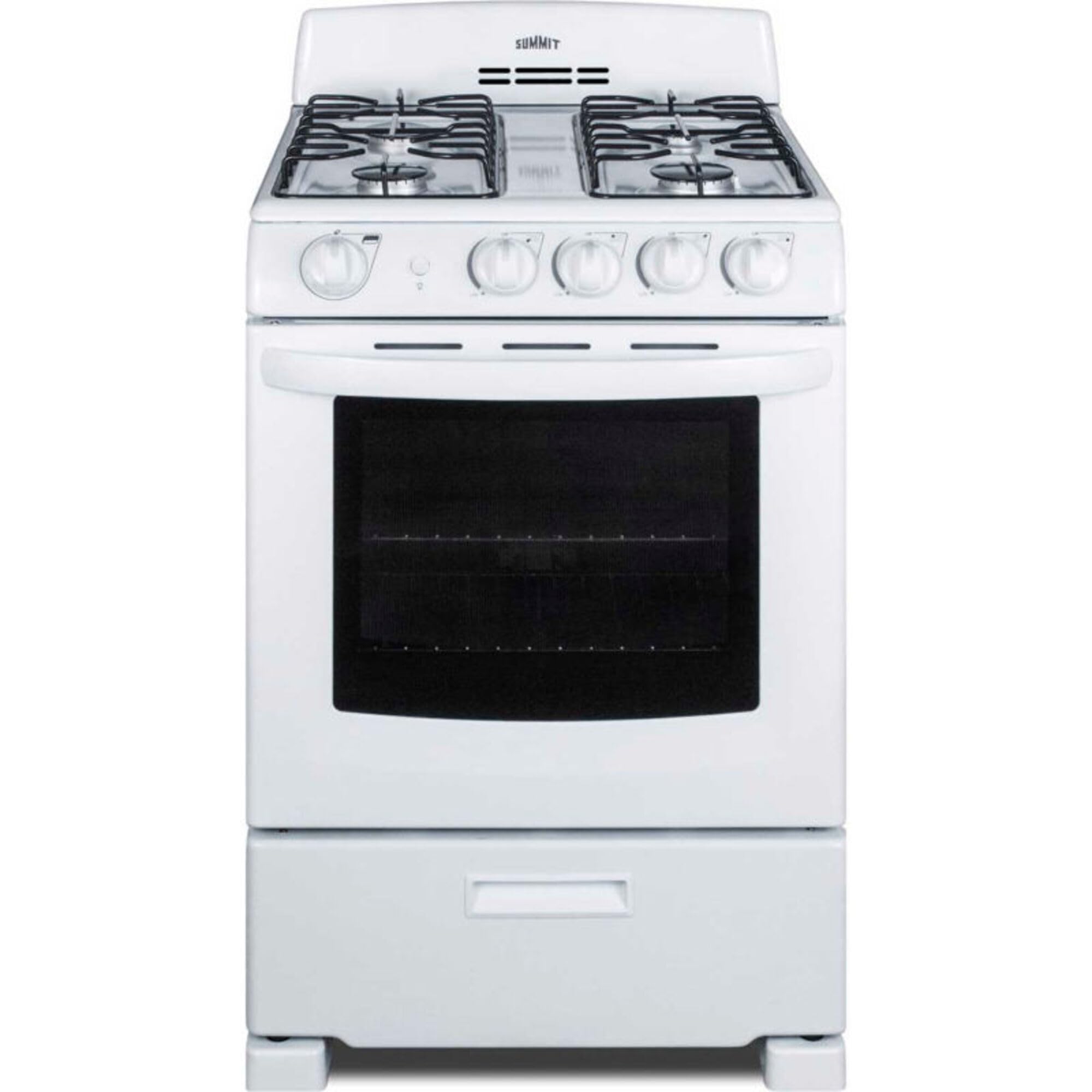Summit 24" Gas Range — Compact 24-Inch with 4 Sealed Burners and 2.9 cu ft Oven