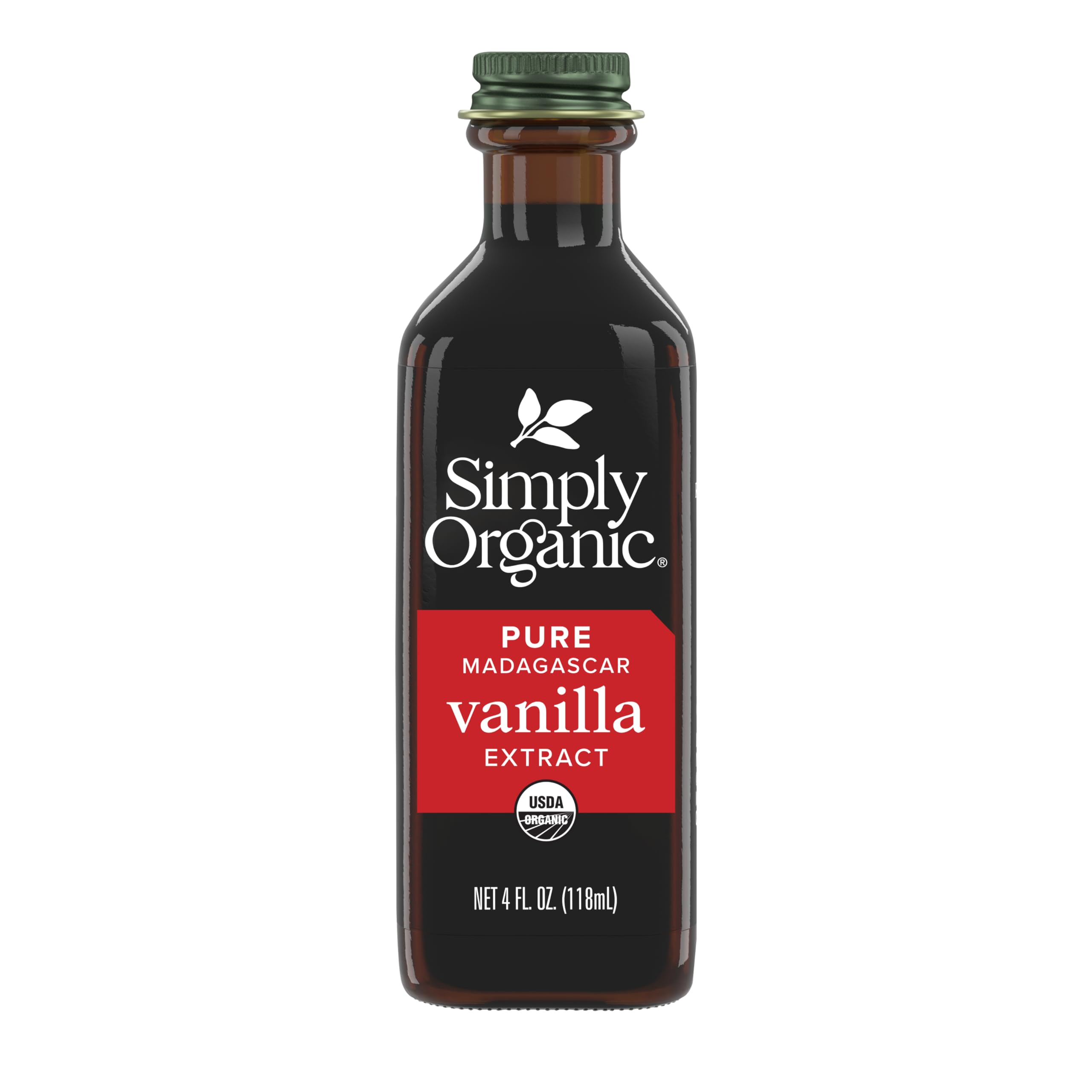 Simply Organic Pure Madagascar Vanilla Extract, 4-Ounce Glass Jar, Certified Organic