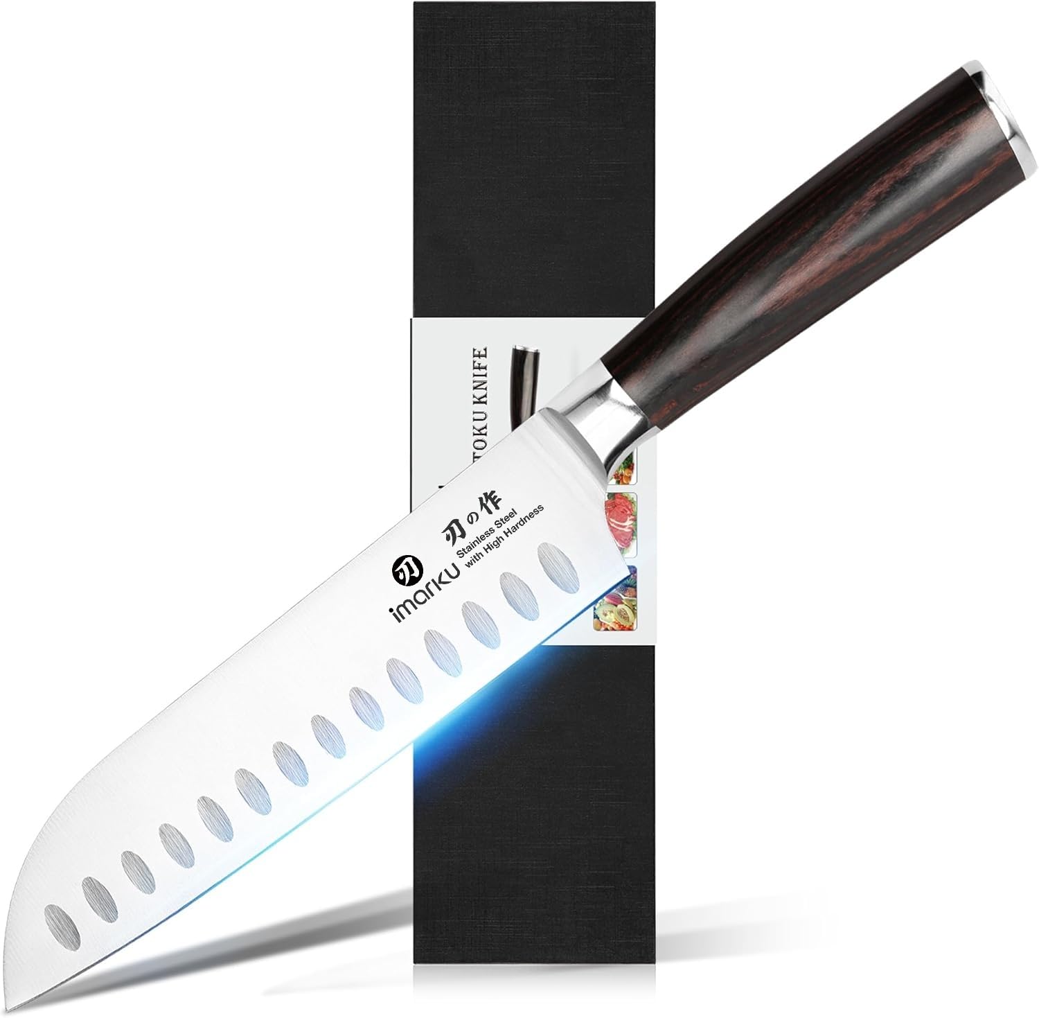 imarku 7-inch Hollow-Edge Santoku