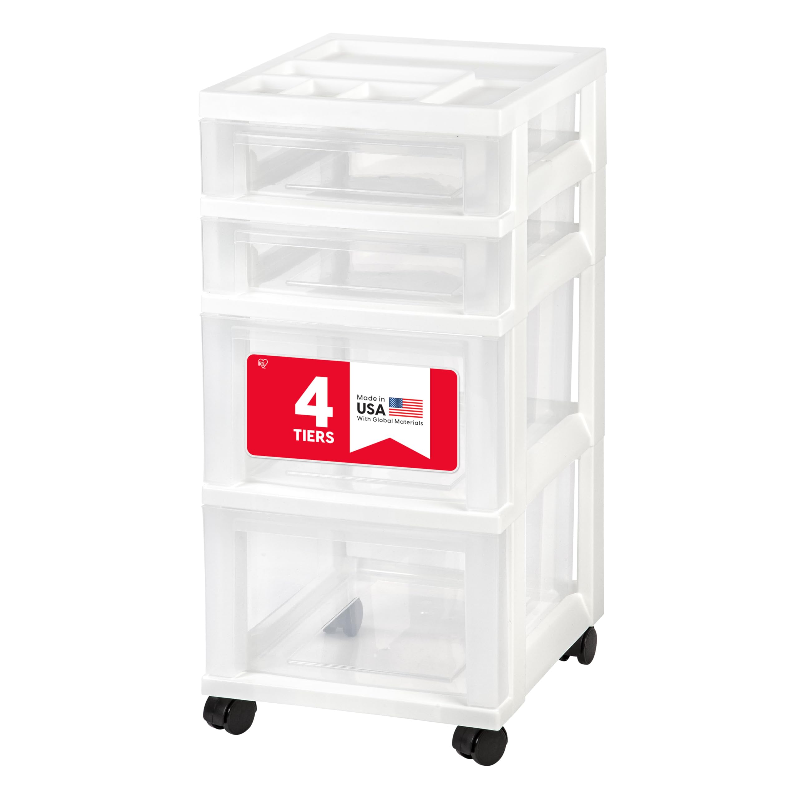 IRIS 4-Drawer White Rolling Cart