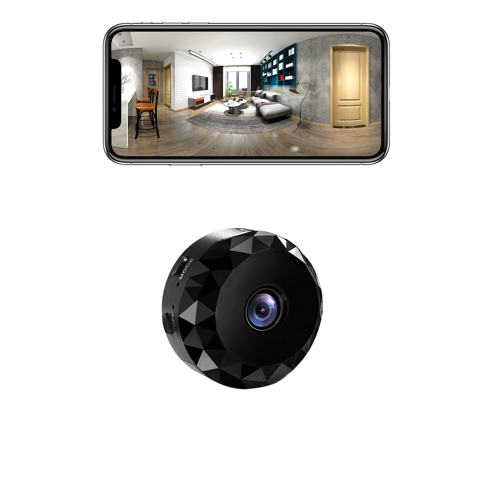 Dome Camera Pet Cam 1080P HD WiFi Wireless Indoor Home Security Surveillance Camera Mini Nanny Cam with App Control Motion Detection (Black)