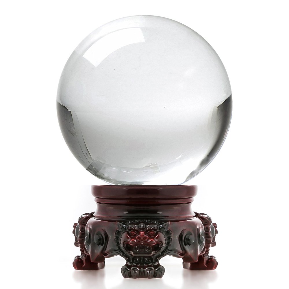 Amlong 3" Clear Crystal Ball with Redwood Lion Stand