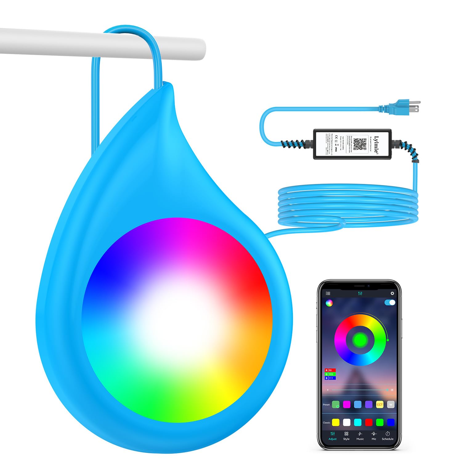 LyLmLe App‑Controlled 12V Pool Light (26 ft Cord)