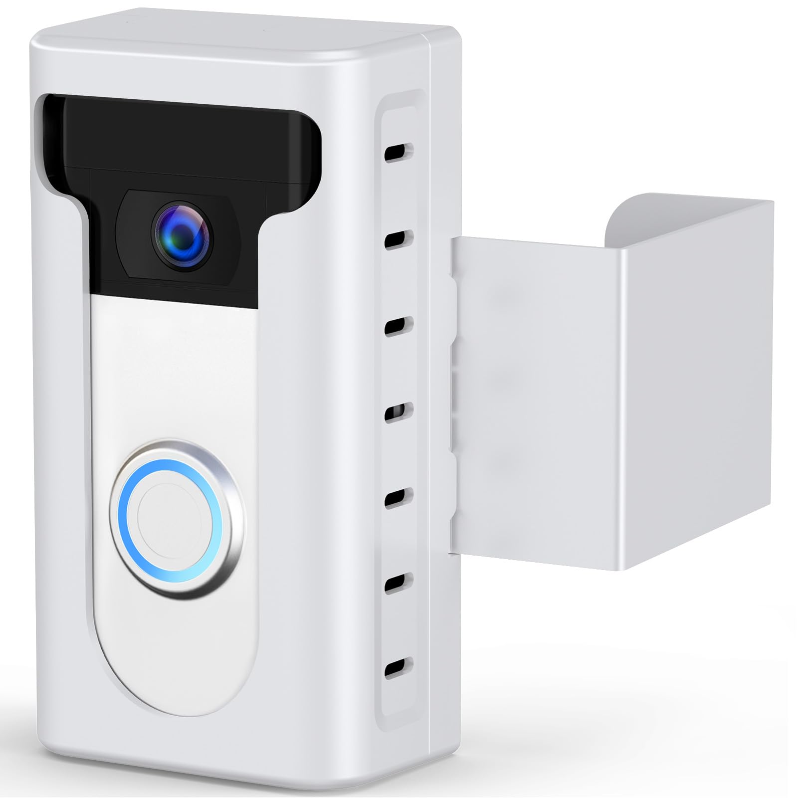 Anti-Theft Video Doorbell Mount (White) — No-Drill Wedge Adapter Holder
