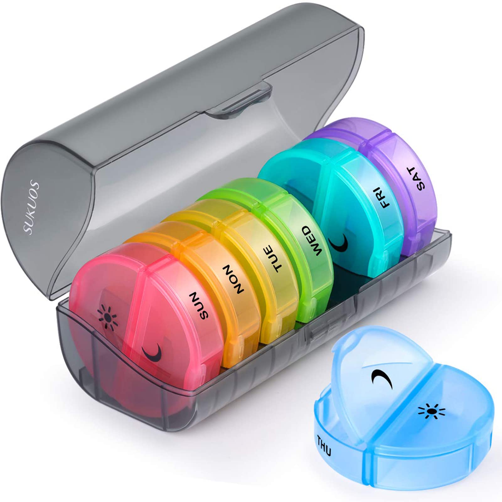 Sukuos Weekly AM/PM Pill Organizer (Large)
