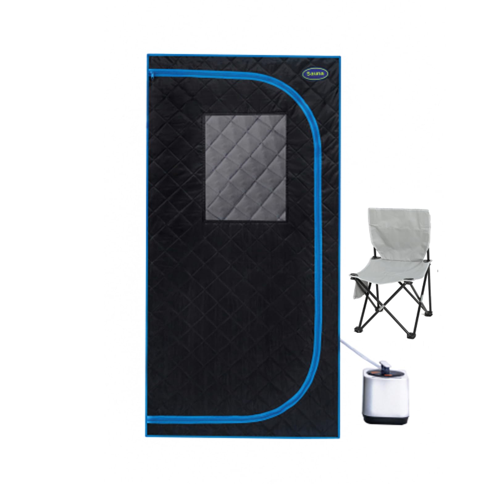 Portable Black Mini Plus Style Steam Sauna Tent–Personal Home Spa, with Steam Generator, Remote Control, Foldable Chair, PVC Pipes. Easy to Install,Fast Heating, with FCC & UL Certification. Sauna Tent Black