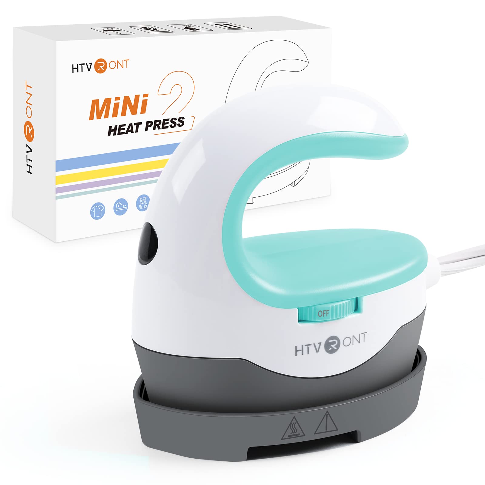 HTVRONT Mini Heat Press Machine — Portable Iron for Crafts (Mint)