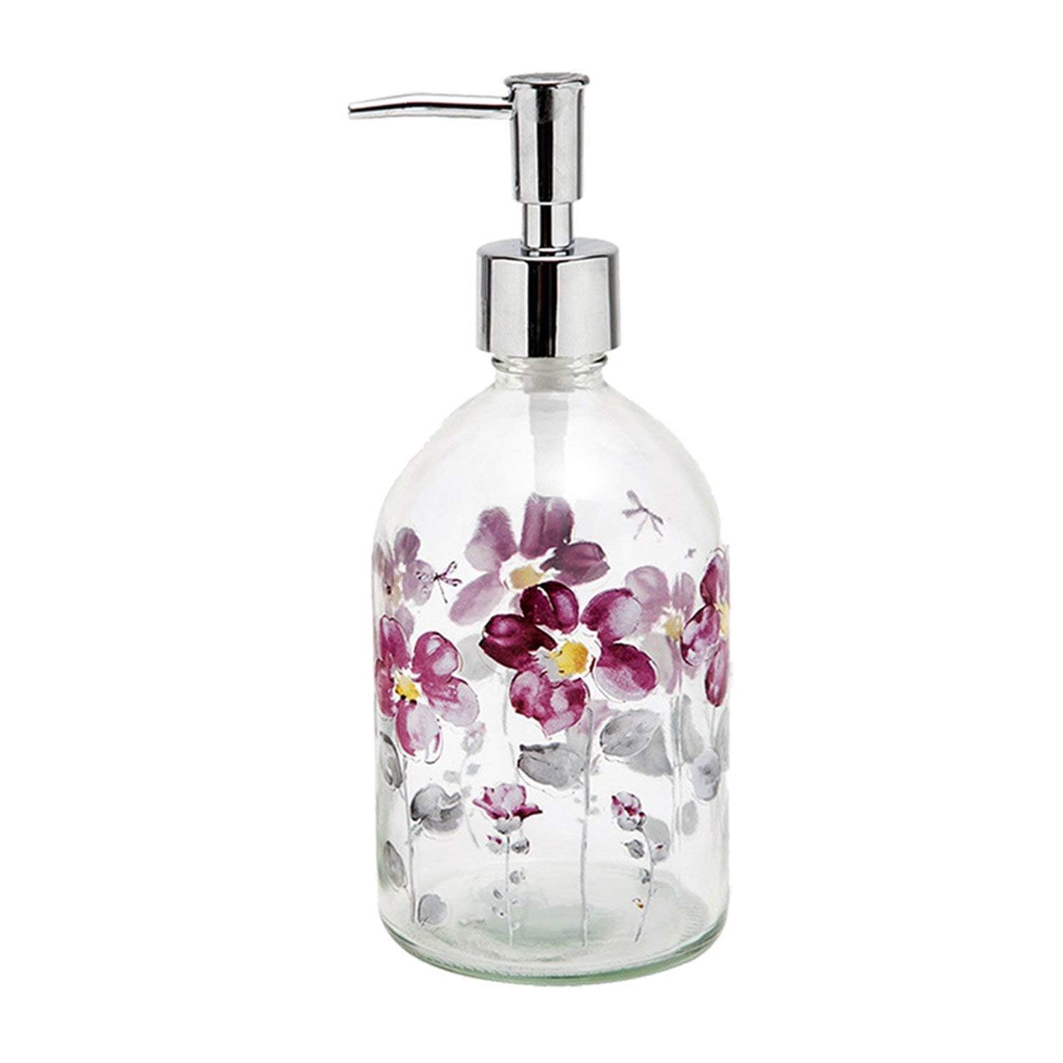 Ivy Home Floral Glass Soap Dispenser