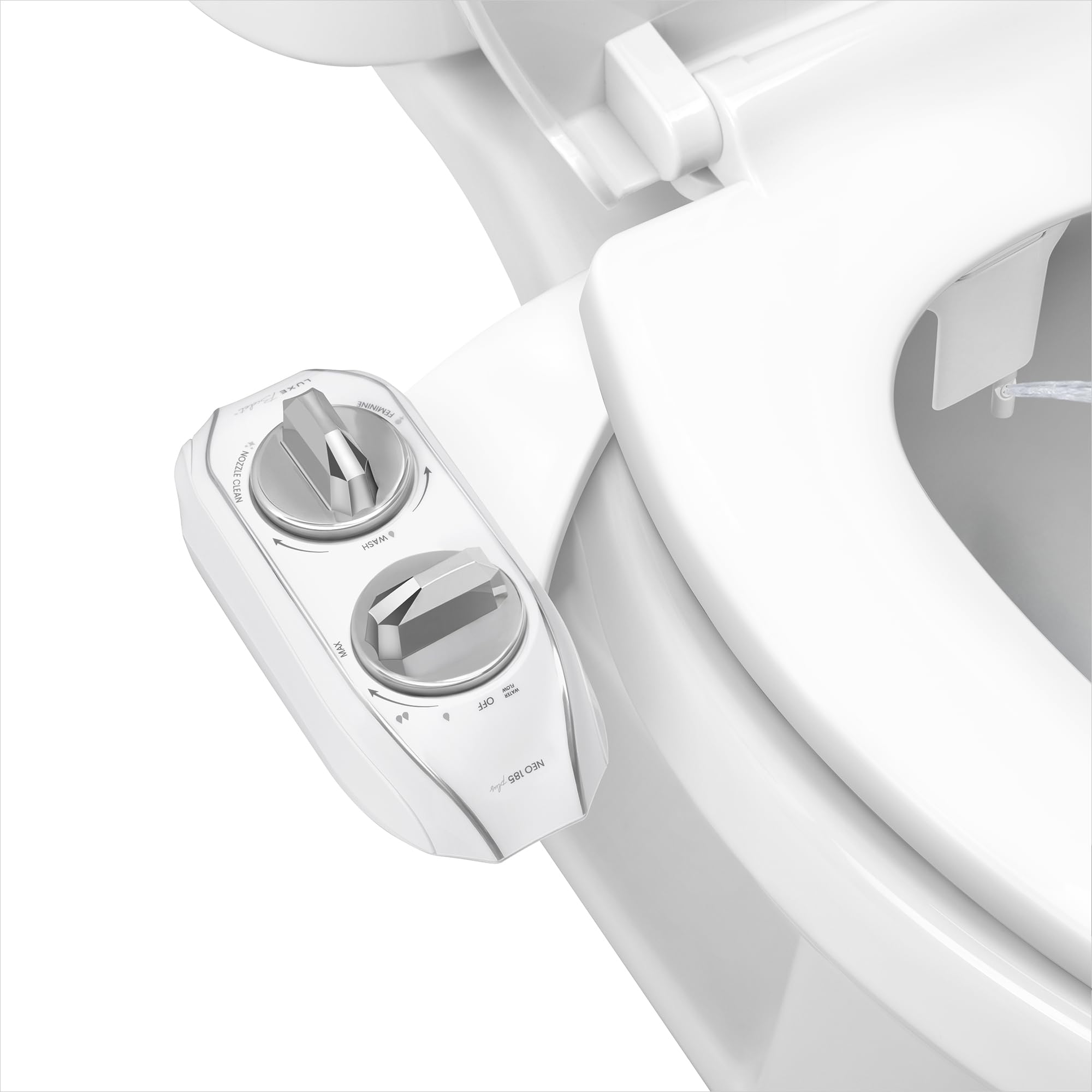 LUXE Bidet NEO 185 Plus - Dual Nozzle, Patented Slide-In Install, 360° Self-Clean