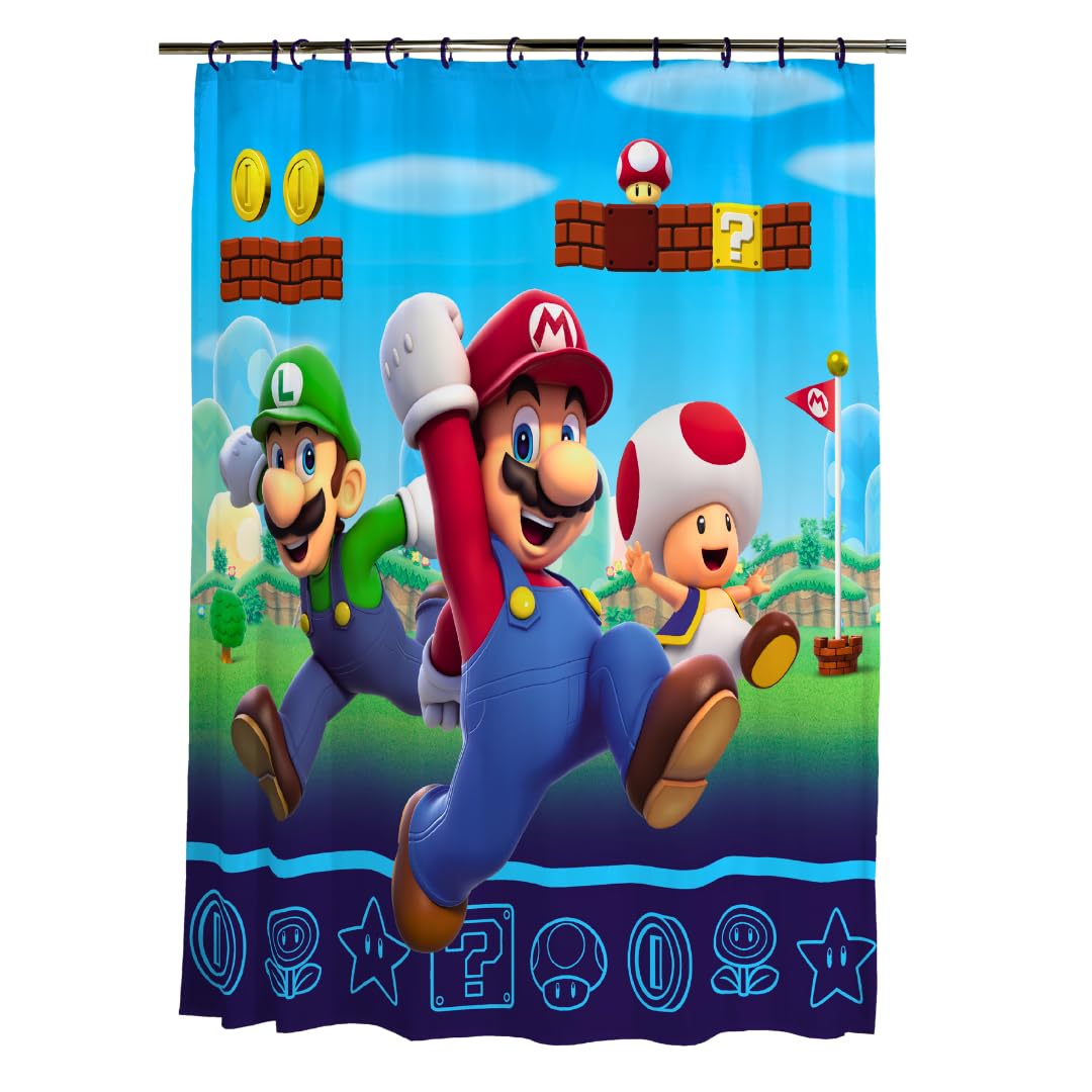Franco Super Mario 13-Piece Shower Curtain Set