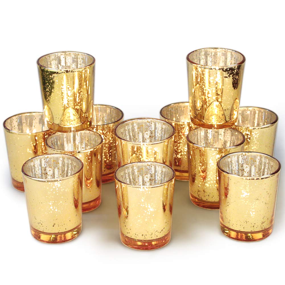 Volens Gold Mercury Glass Votives (Set of 12)