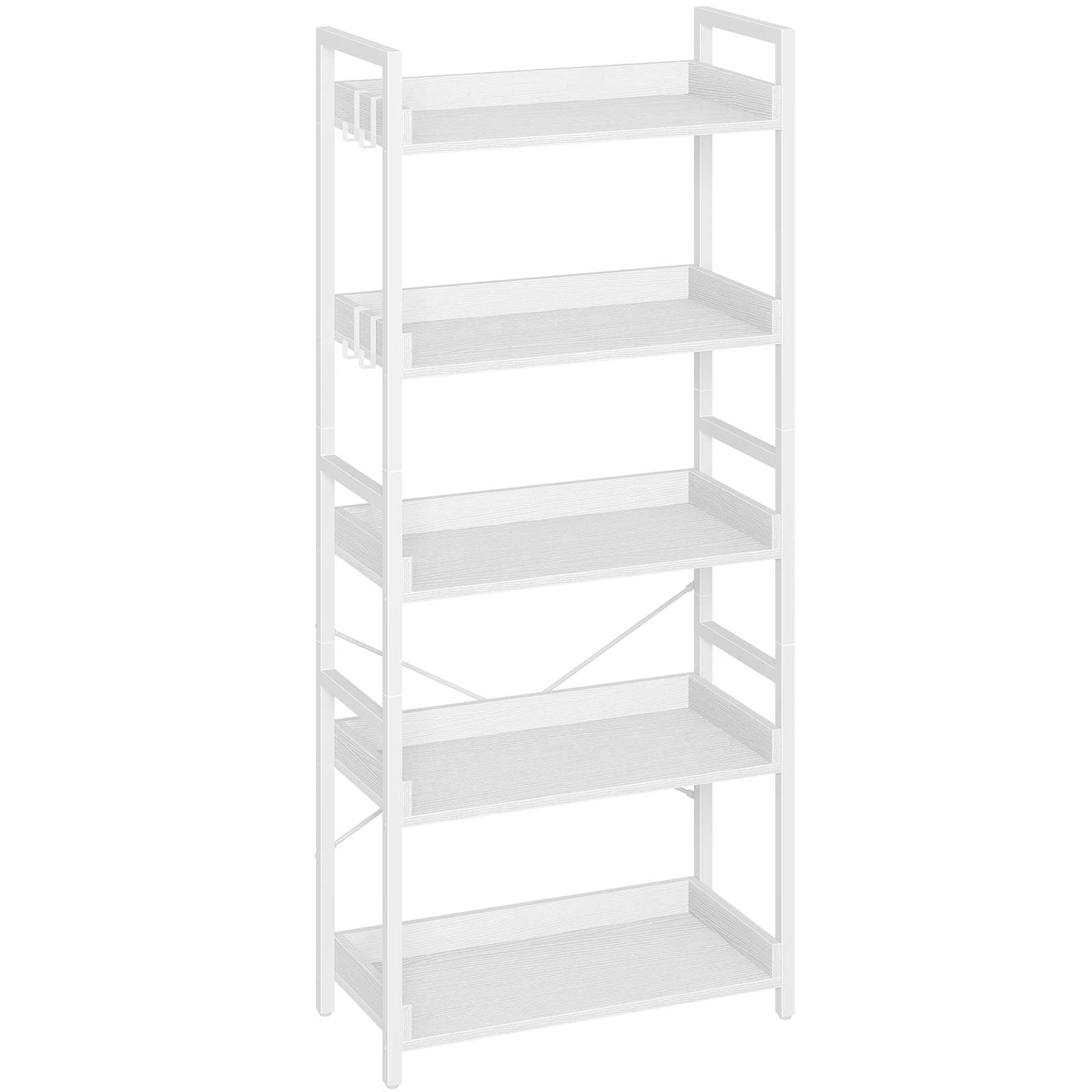 Rolanstar 5‑Tier Industrial Bookshelf (White)