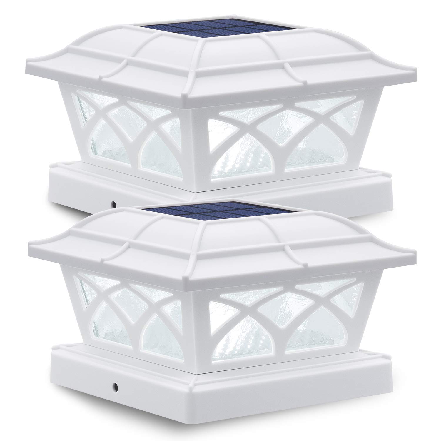 SIEDiNLAR Glass Solar Post Cap Lights (White, 2-Pack)