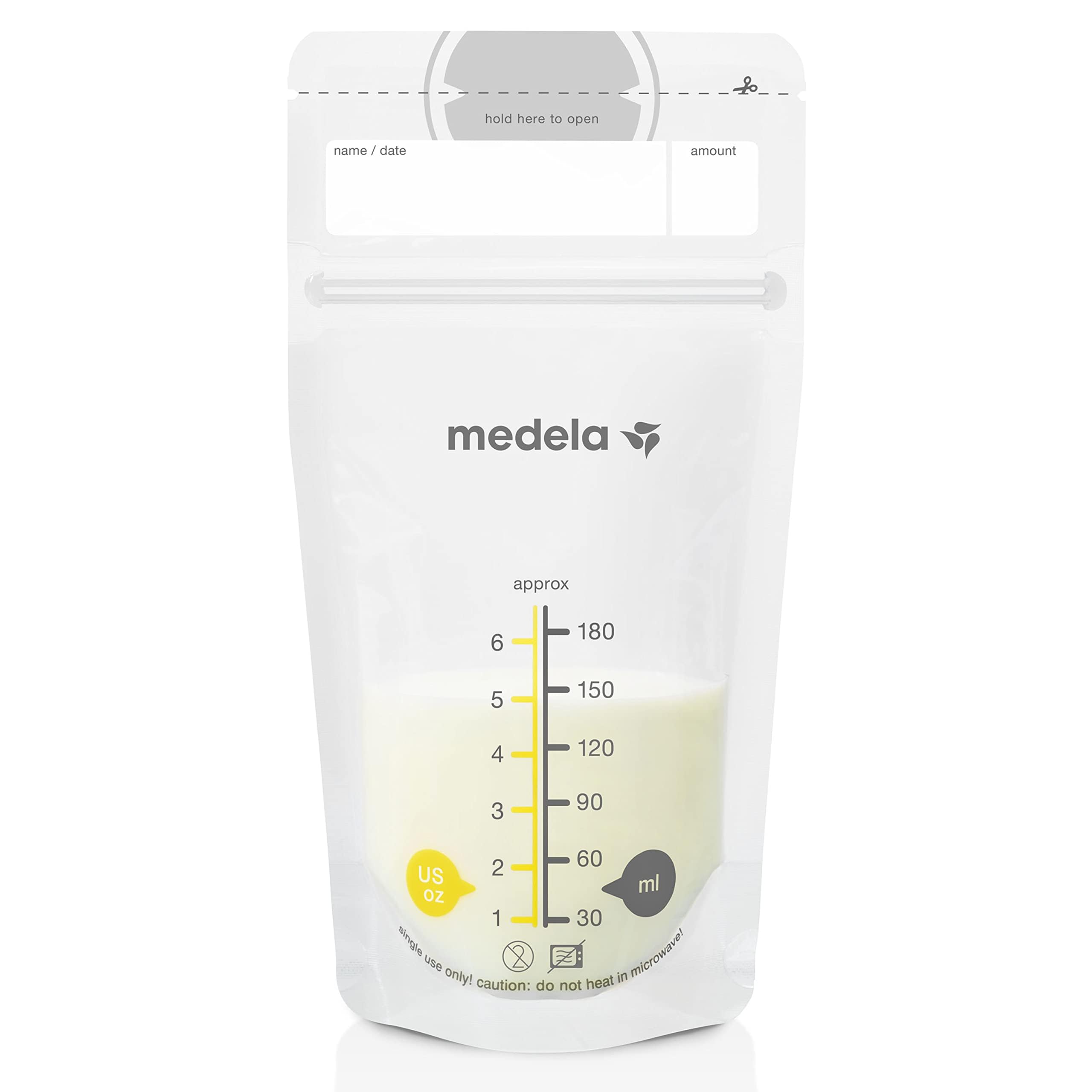 Medela Breast Milk Storage Bags, 100 Count, Ready to Use Breastmilk Bags for Breastfeeding, Self Standing Bag, Space Saving Flat Profile, Hygienically Pre-Sealed, White, 6 Ounce 100 Count 100.0
