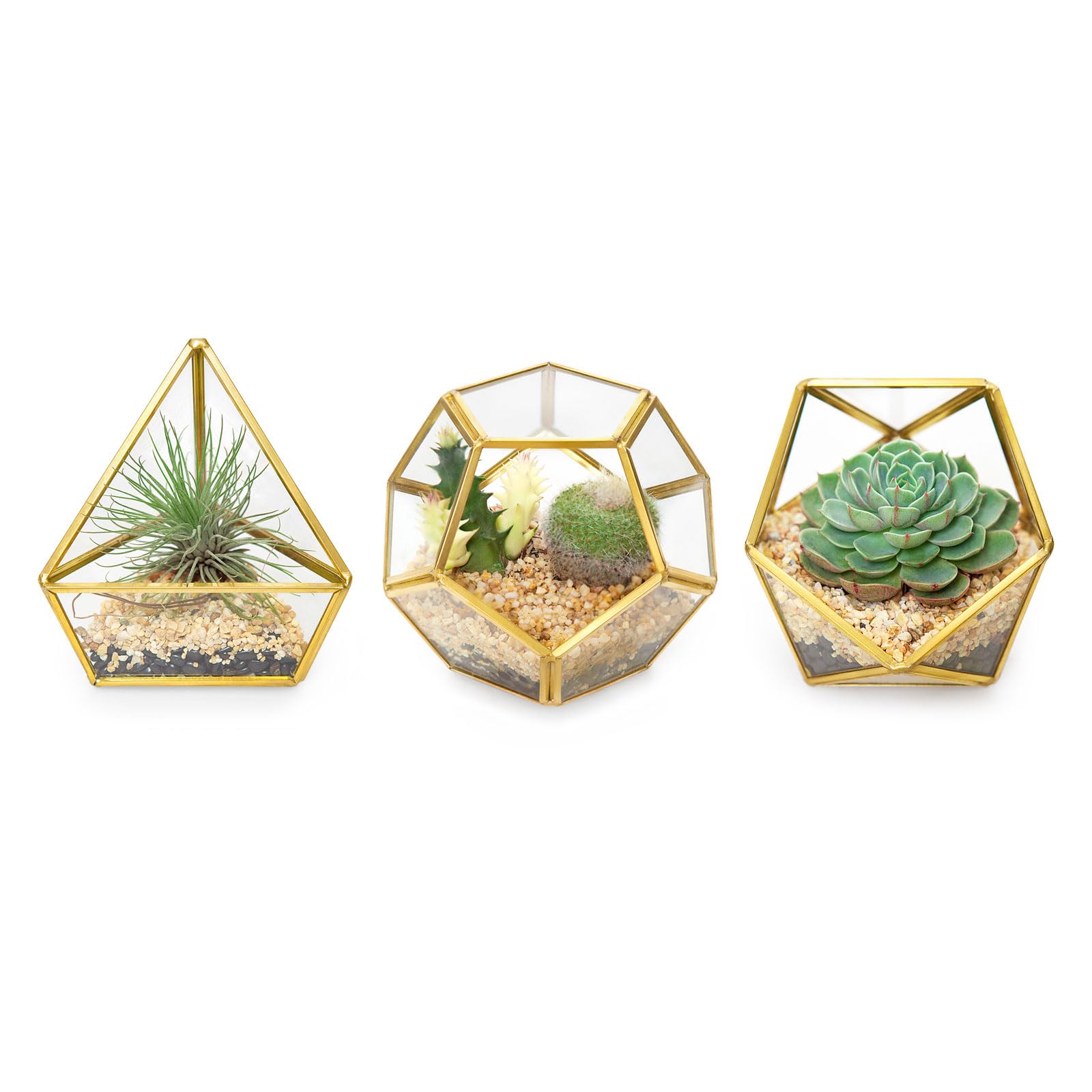 Mkono Geometric Glass Terrarium Set (3)