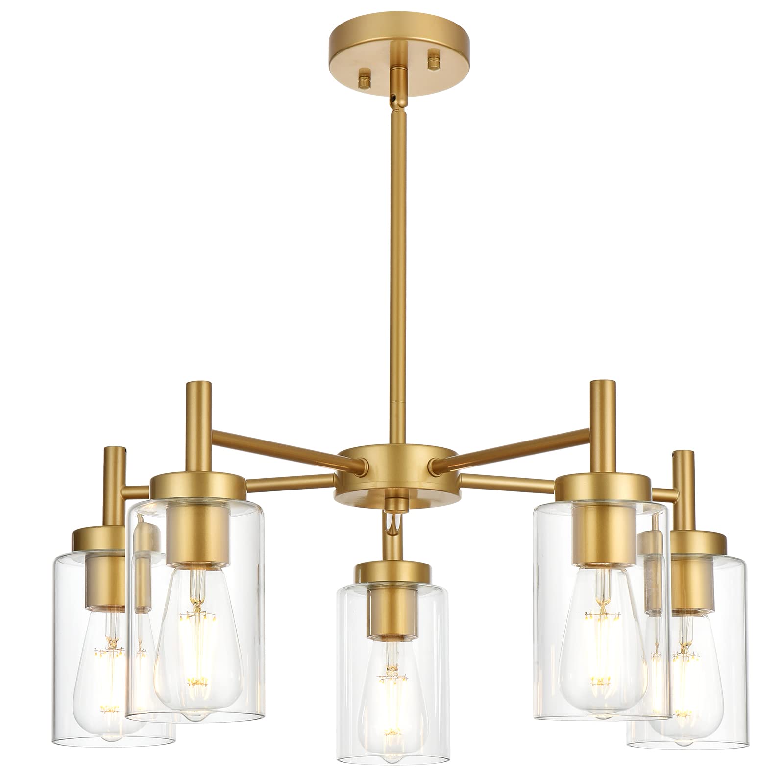 VINLUZ 5-Light Glass Shade Chandelier