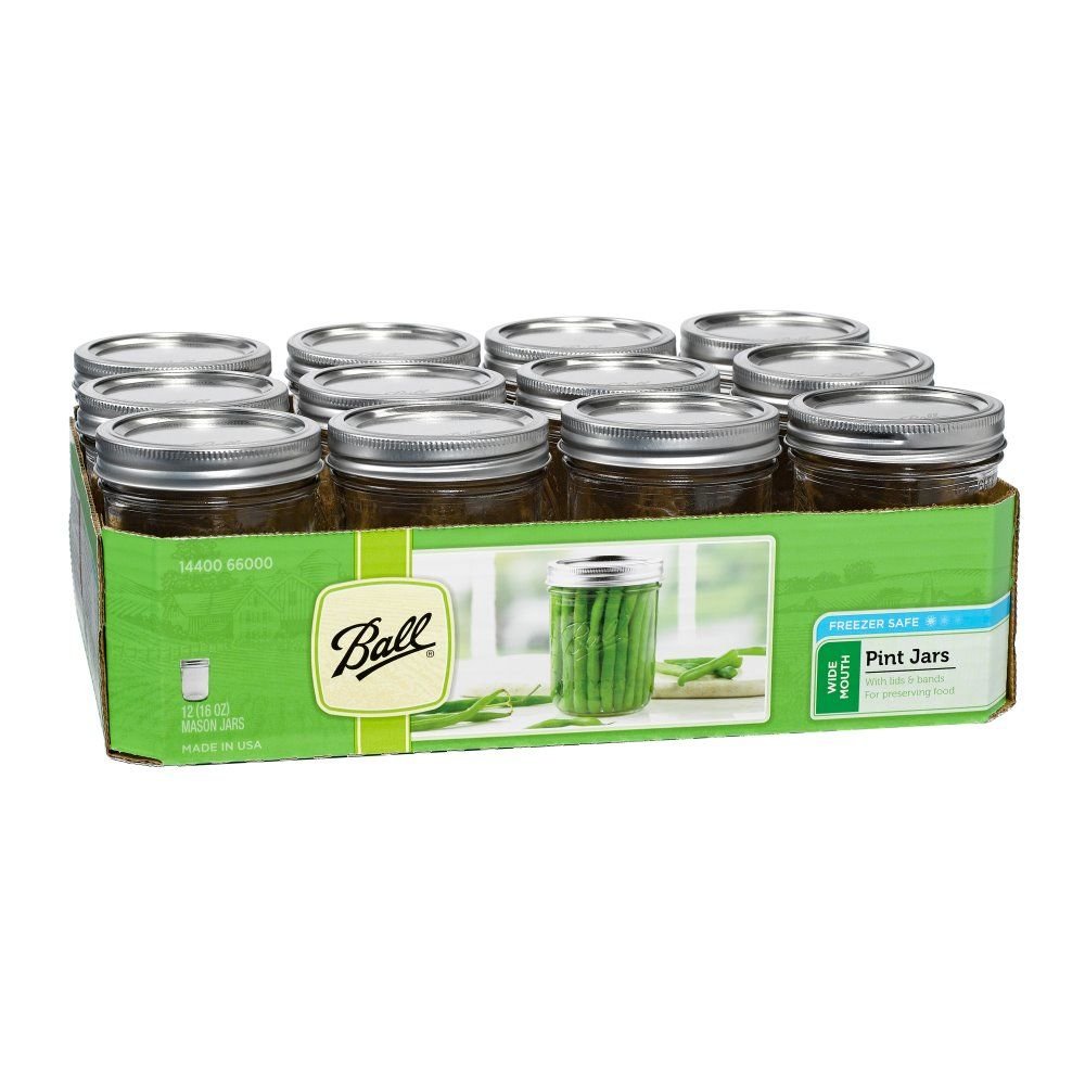 Ball Wide Mouth Pint Mason Jars (16 oz, 12-pack)