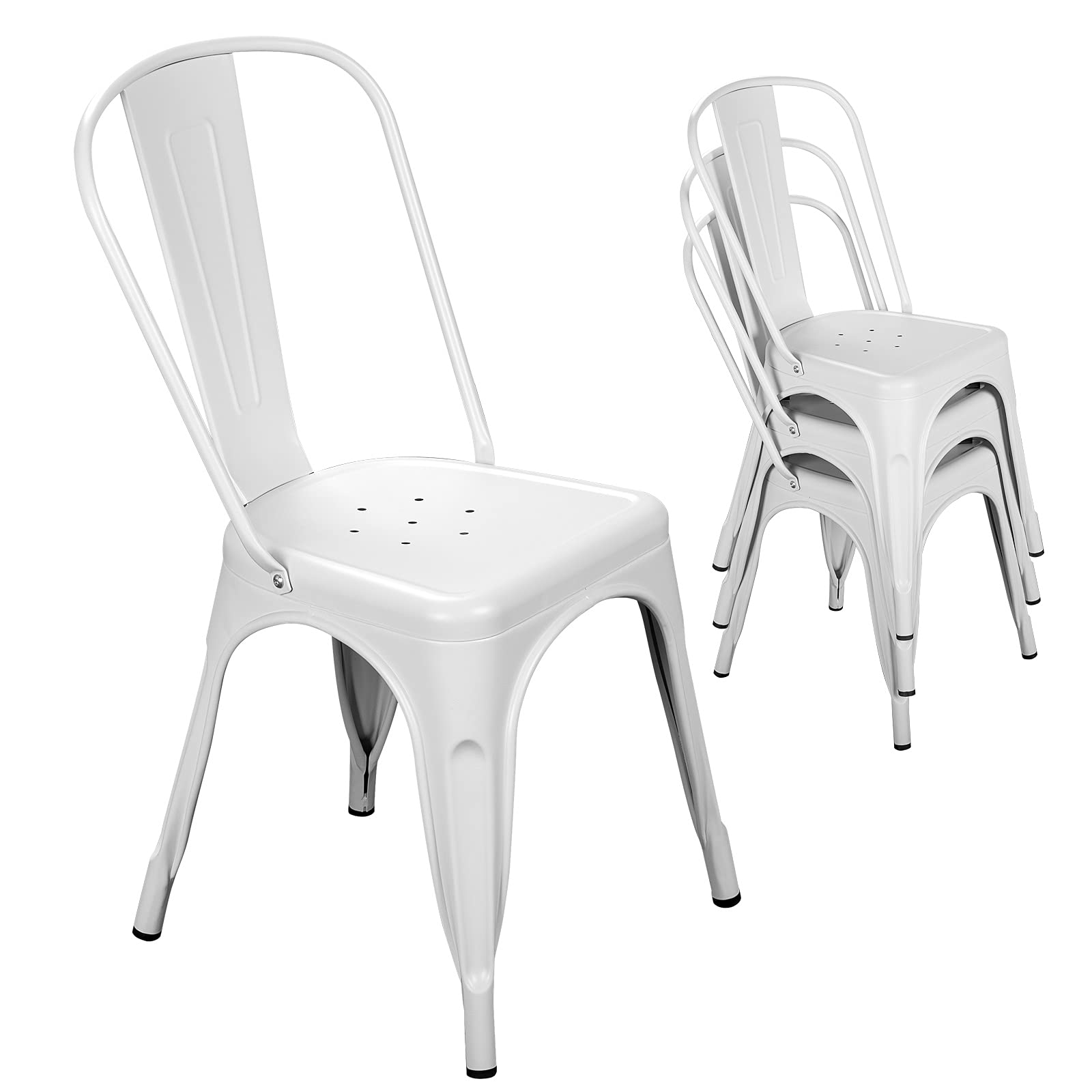 Nazhura Tolix-Style Metal Chair (Set of 4)