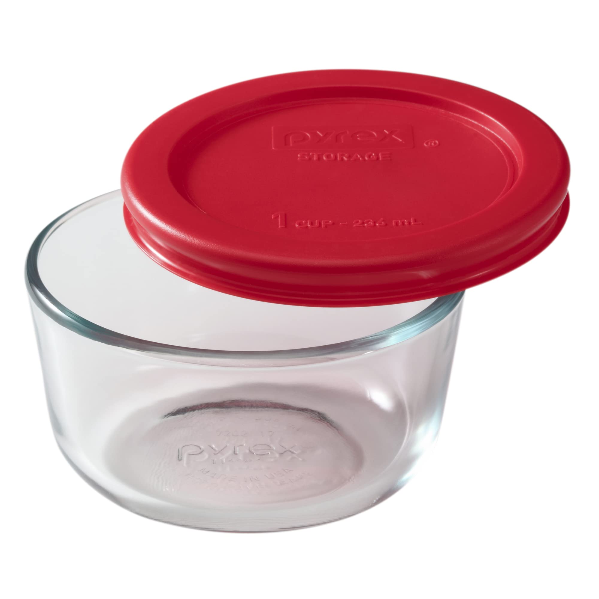 Pyrex Simply Store 1-Cup Single Glass Food Storage Container with Plastic Lid