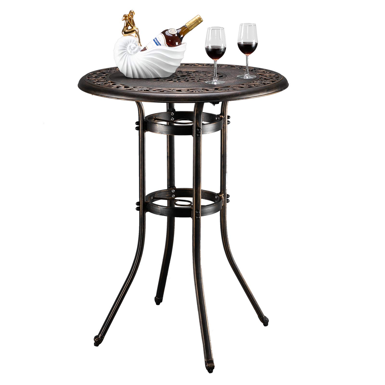VINGLI Cast Aluminum Bar Patio Table
