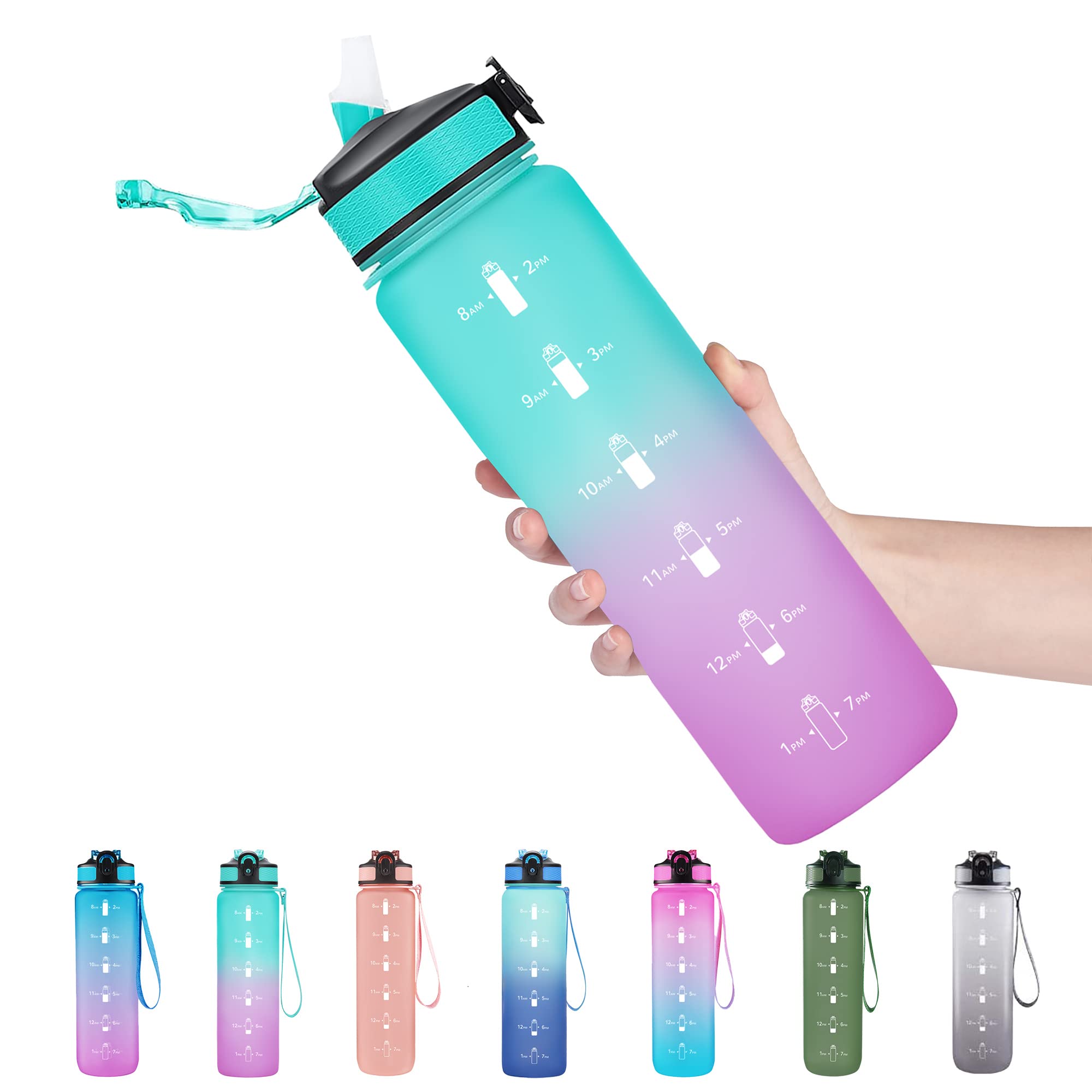 EYQ 32oz Time-Marker Water Bottle