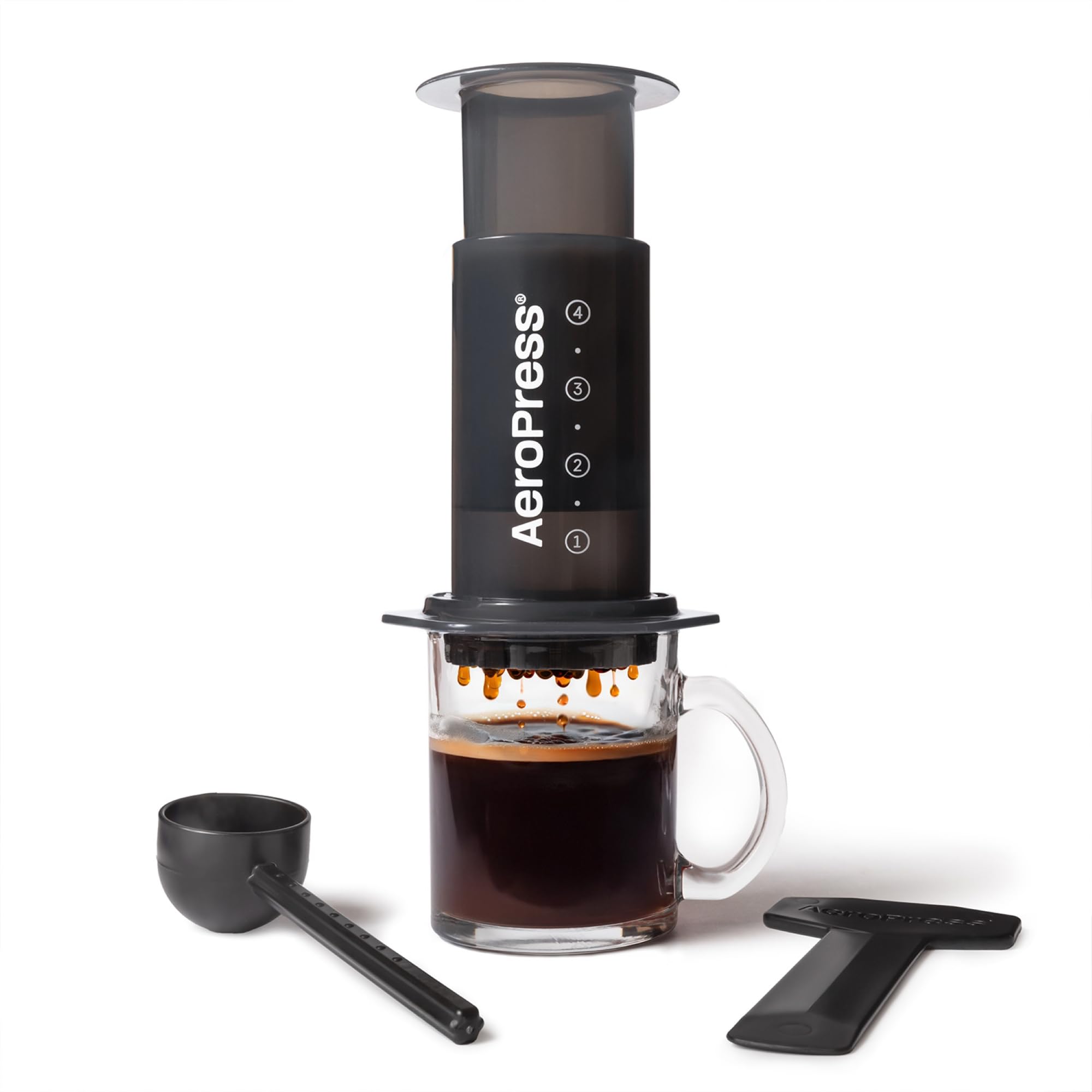 AeroPress Original Coffee Press - All-in-One French Press, Pour-Over & Espresso Style Manual Brewer, 2 Min Brew for Less Bitterness, More Flavor, Small Portable Coffee Maker, Travel & Camping Gray Standard