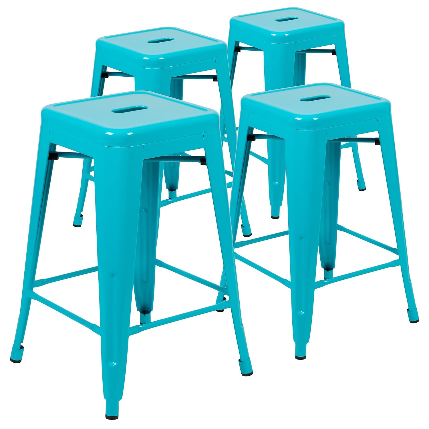 Flash Furniture Lily 24" Counter‑Height Metal Stool — Teal Pack of 4