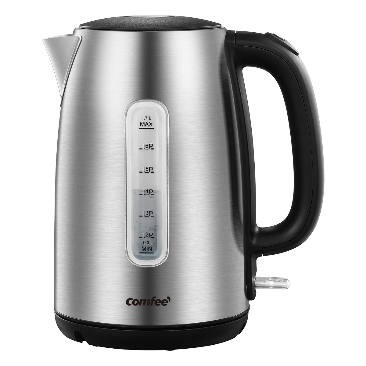 COMFEE' Stainless Steel Electric Kettle, 1.7 Liter Tea Kettle Electric & Hot Water Kettle, 1500W Fast Boil with LED Light, Auto Shut-Off and Boil-Dry Protection 1.8 Quarts Stainless Steel