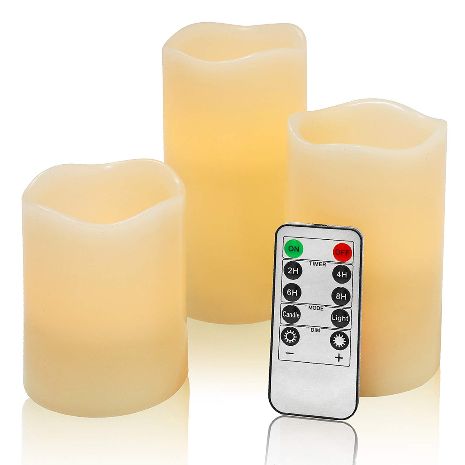 Flickering LED Pillar Candles with Remote