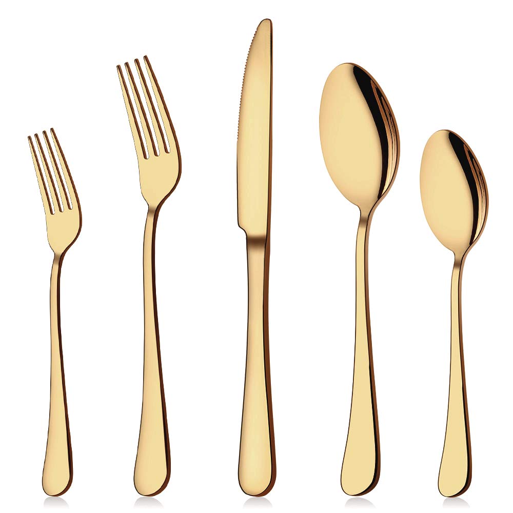 Aisoso Gold Silverware Set for 8 — 40-Piece Gold Flatware