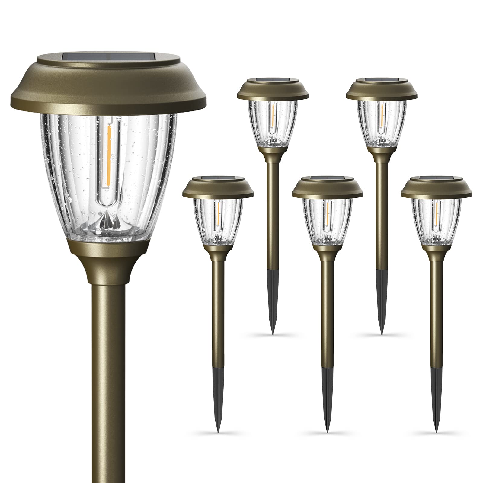 XMCOSY Solar Garden Lights 6-Pack Warm White